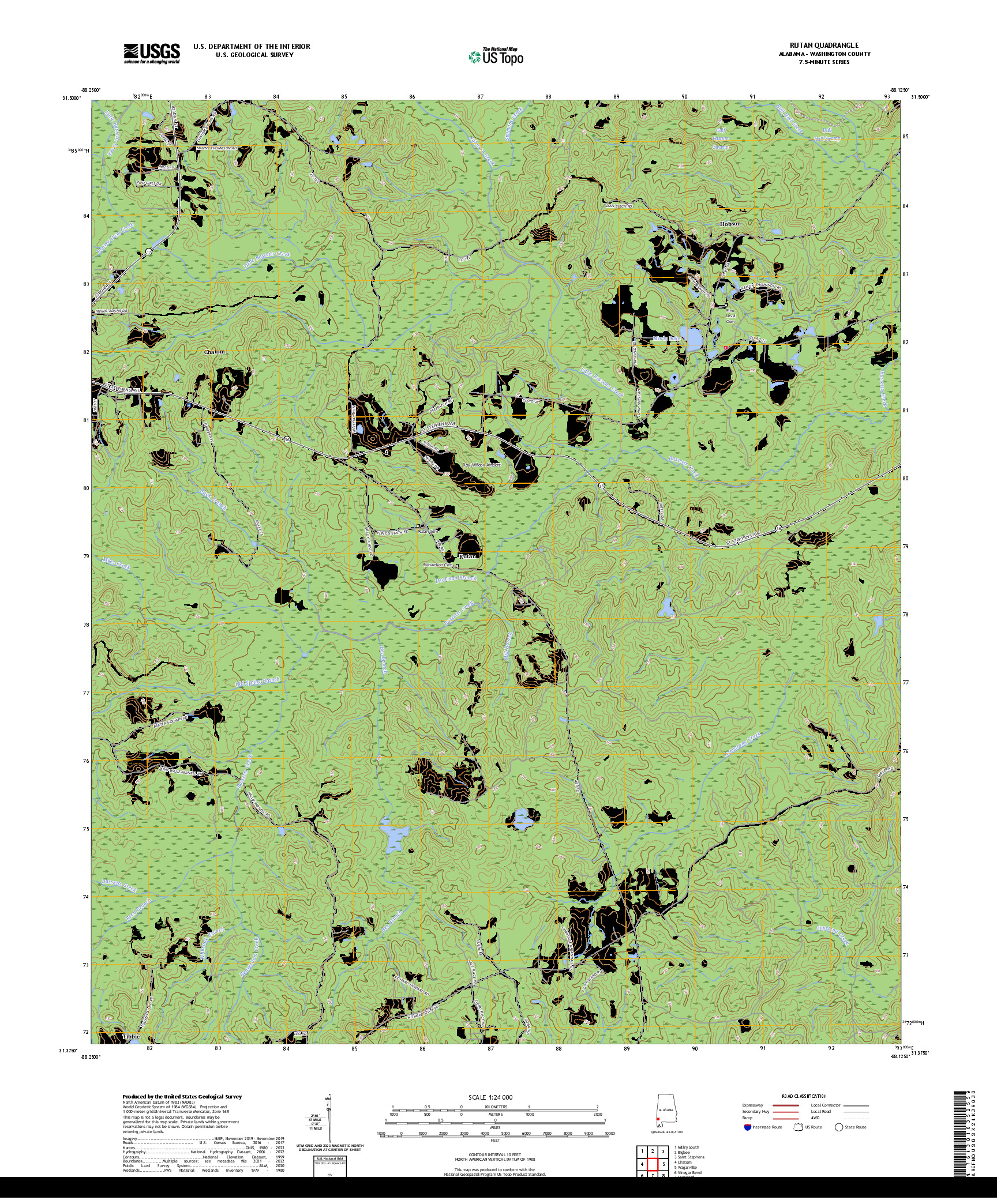 US TOPO 7.5-MINUTE MAP FOR RUTAN, AL