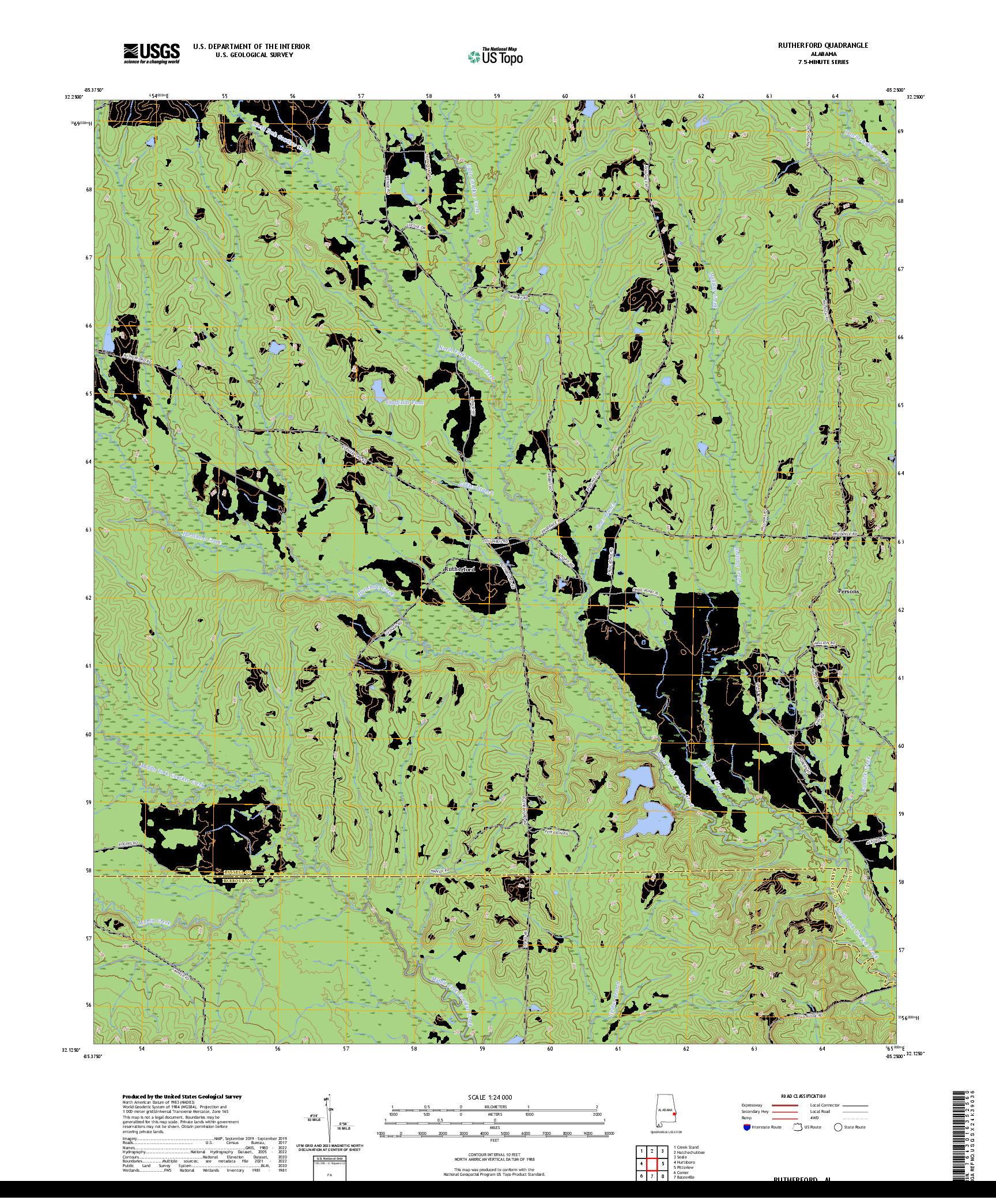 US TOPO 7.5-MINUTE MAP FOR RUTHERFORD, AL
