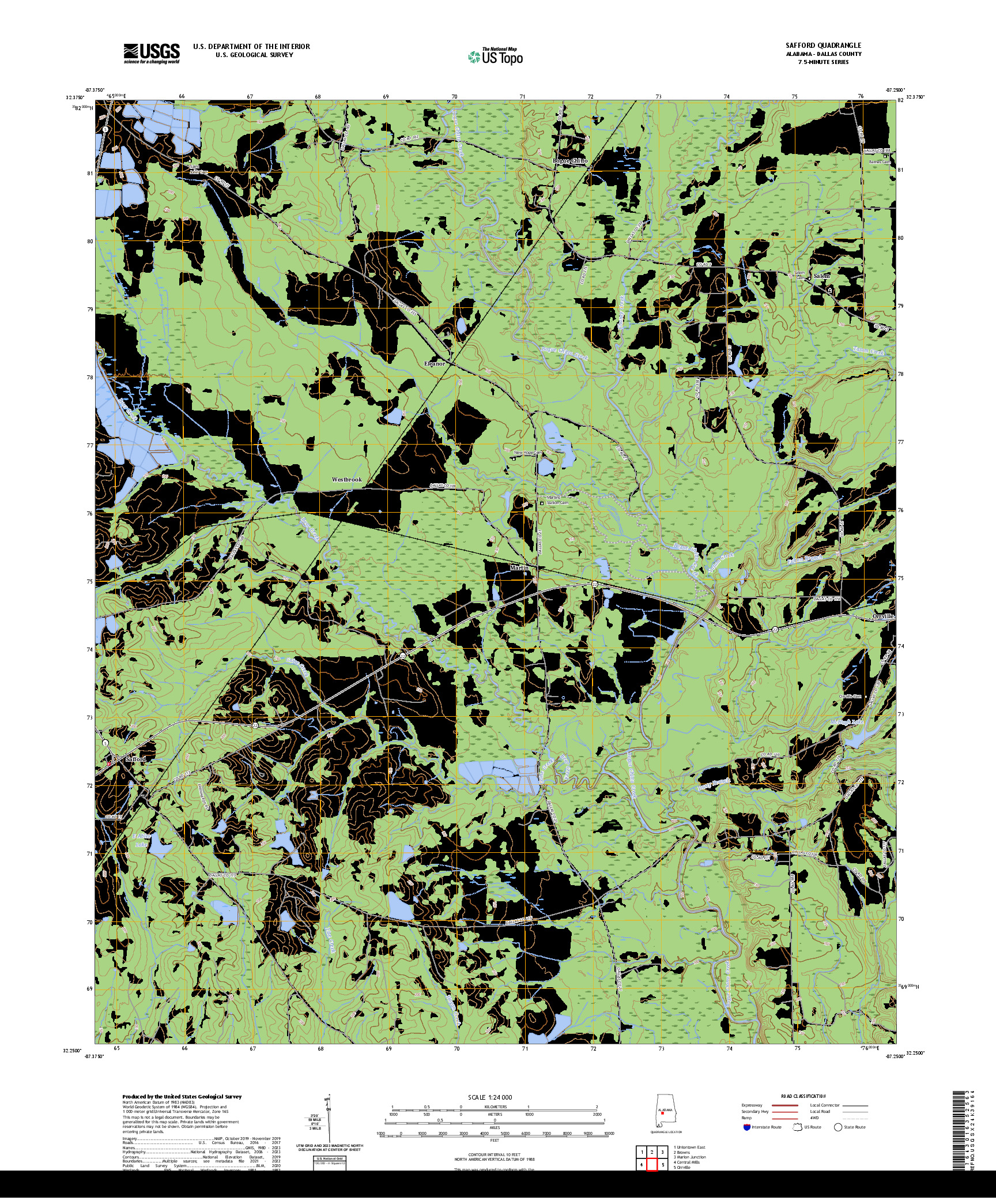 US TOPO 7.5-MINUTE MAP FOR SAFFORD, AL