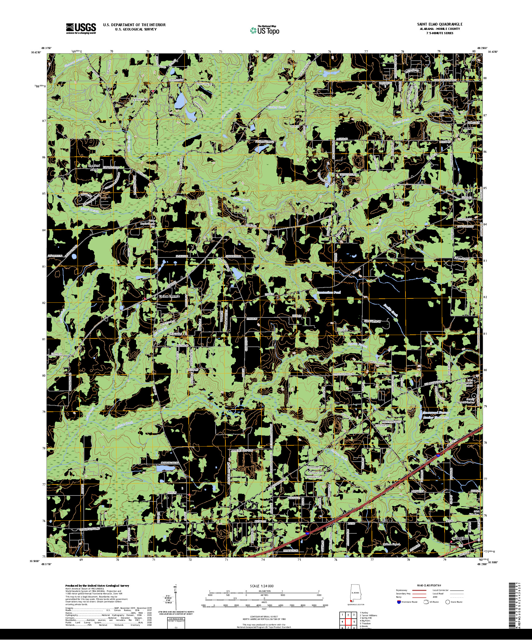 US TOPO 7.5-MINUTE MAP FOR SAINT ELMO, AL