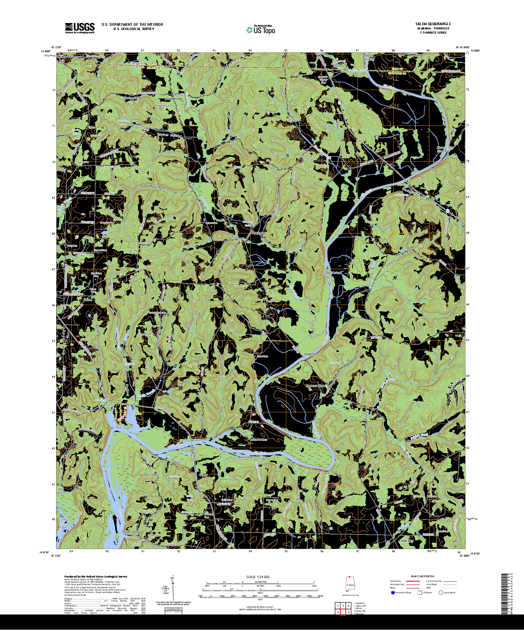 US TOPO 7.5-MINUTE MAP FOR SALEM, AL,TN