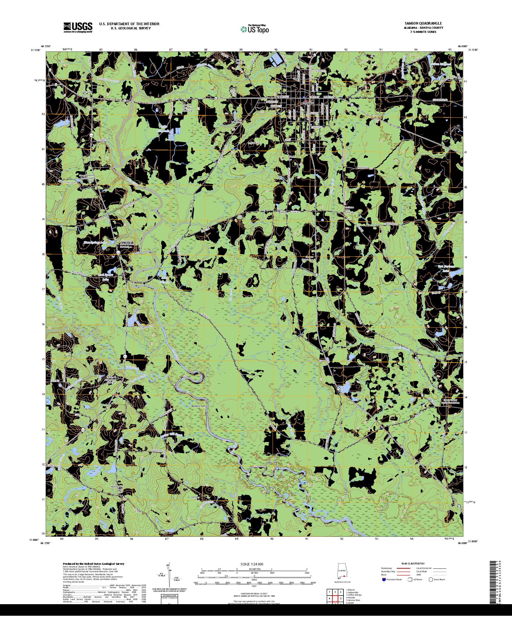 US TOPO 7.5-MINUTE MAP FOR SAMSON, AL