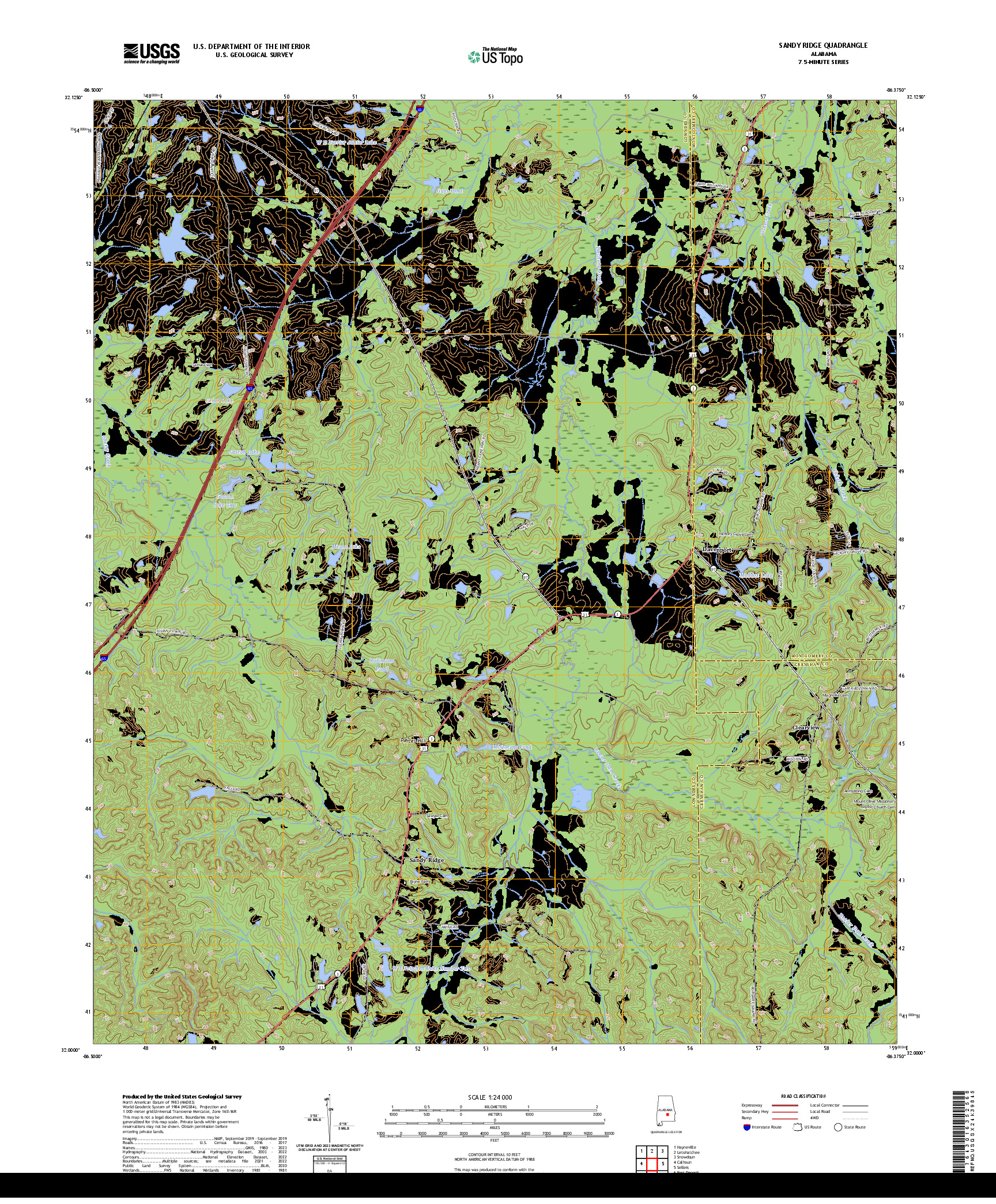 US TOPO 7.5-MINUTE MAP FOR SANDY RIDGE, AL
