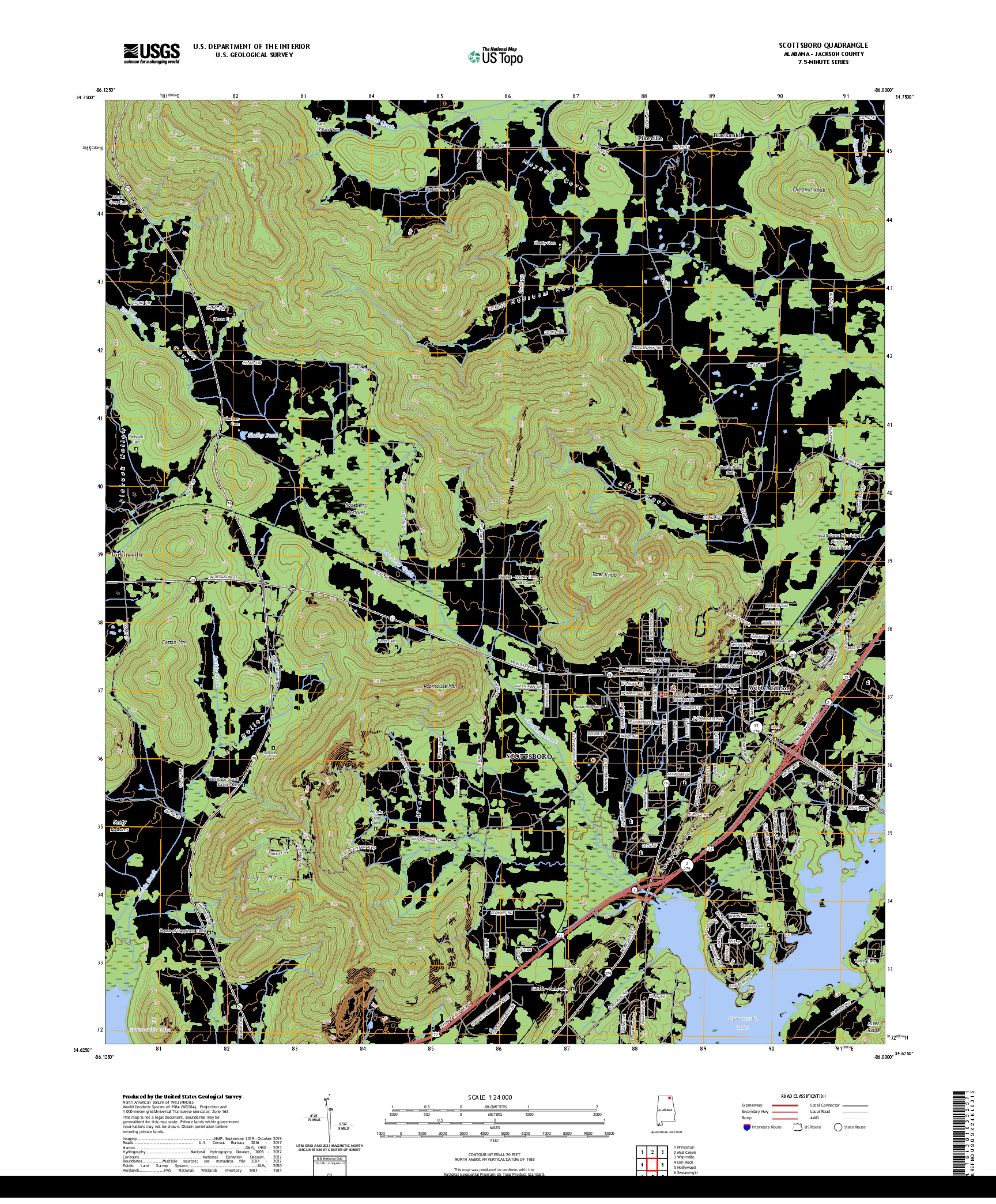 US TOPO 7.5-MINUTE MAP FOR SCOTTSBORO, AL