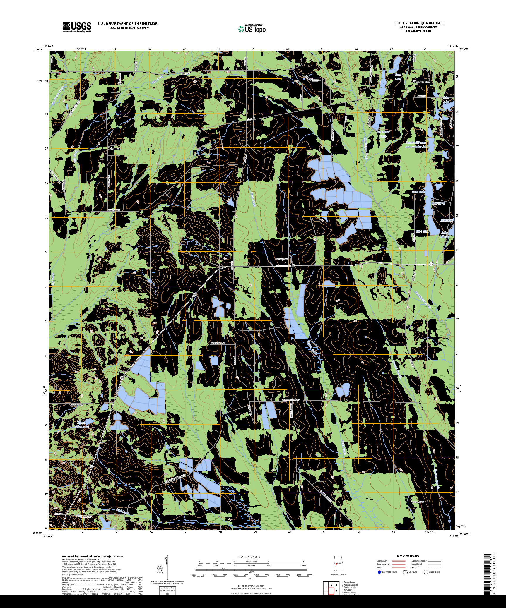 US TOPO 7.5-MINUTE MAP FOR SCOTT STATION, AL