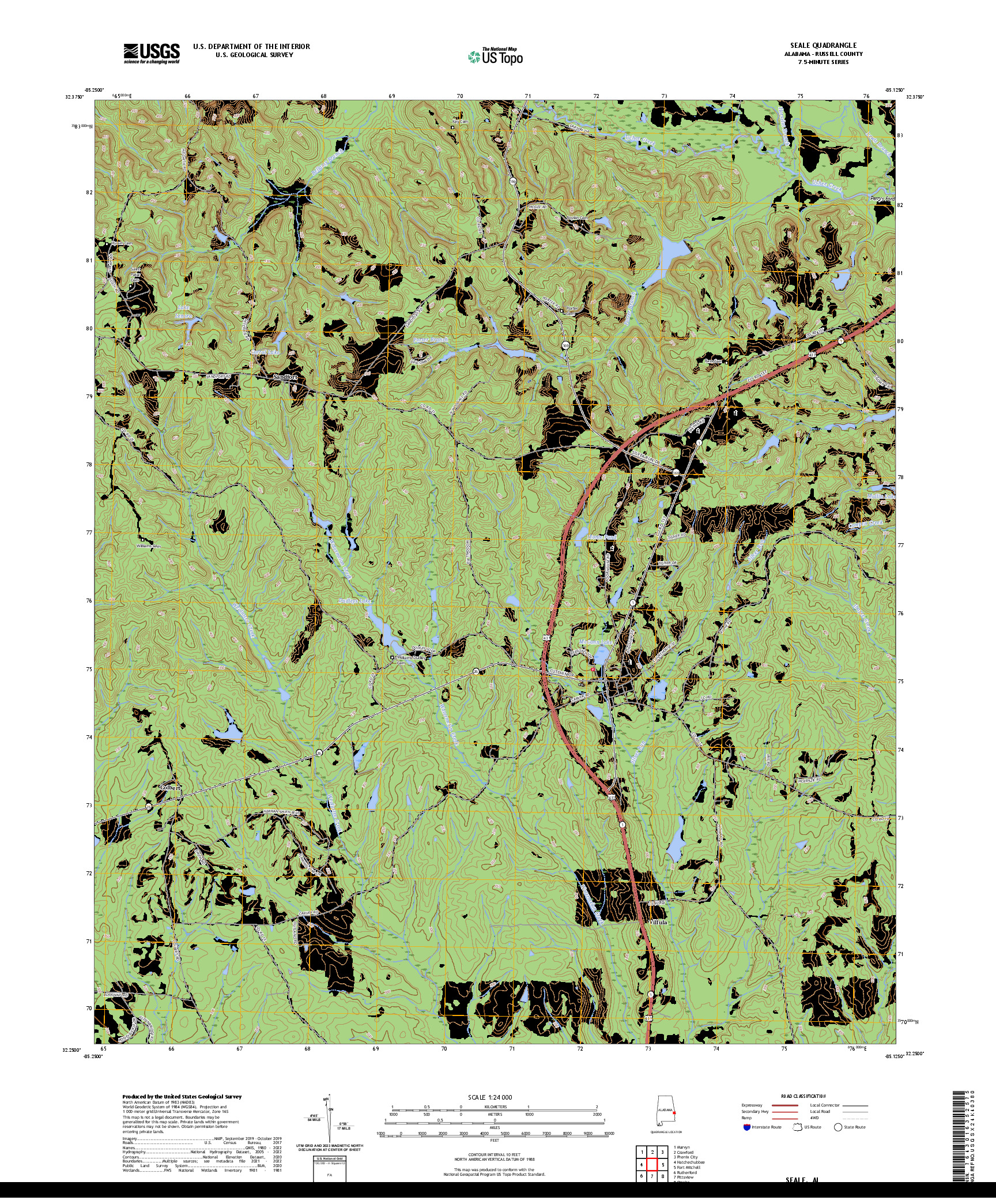US TOPO 7.5-MINUTE MAP FOR SEALE, AL