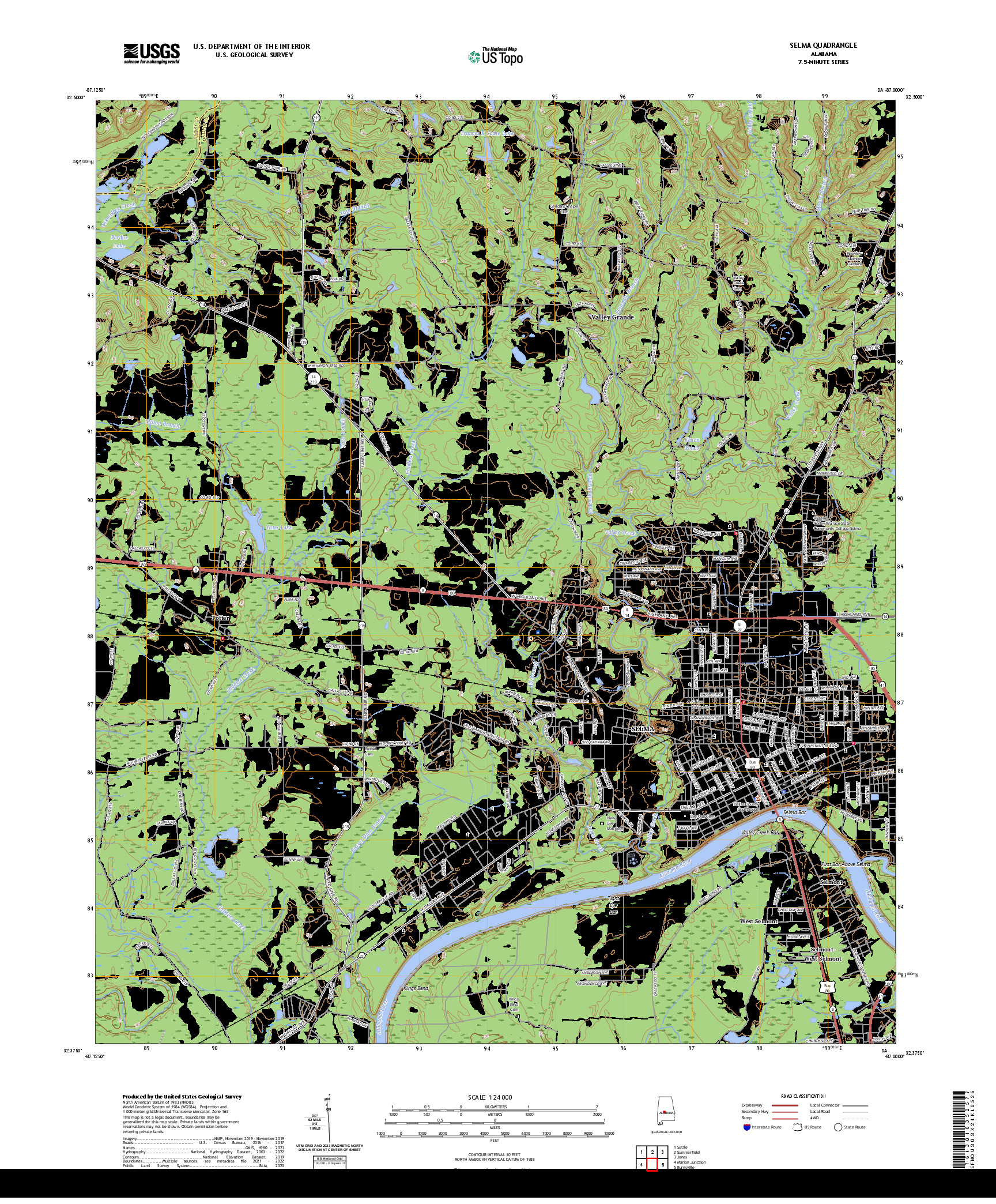 US TOPO 7.5-MINUTE MAP FOR SELMA, AL
