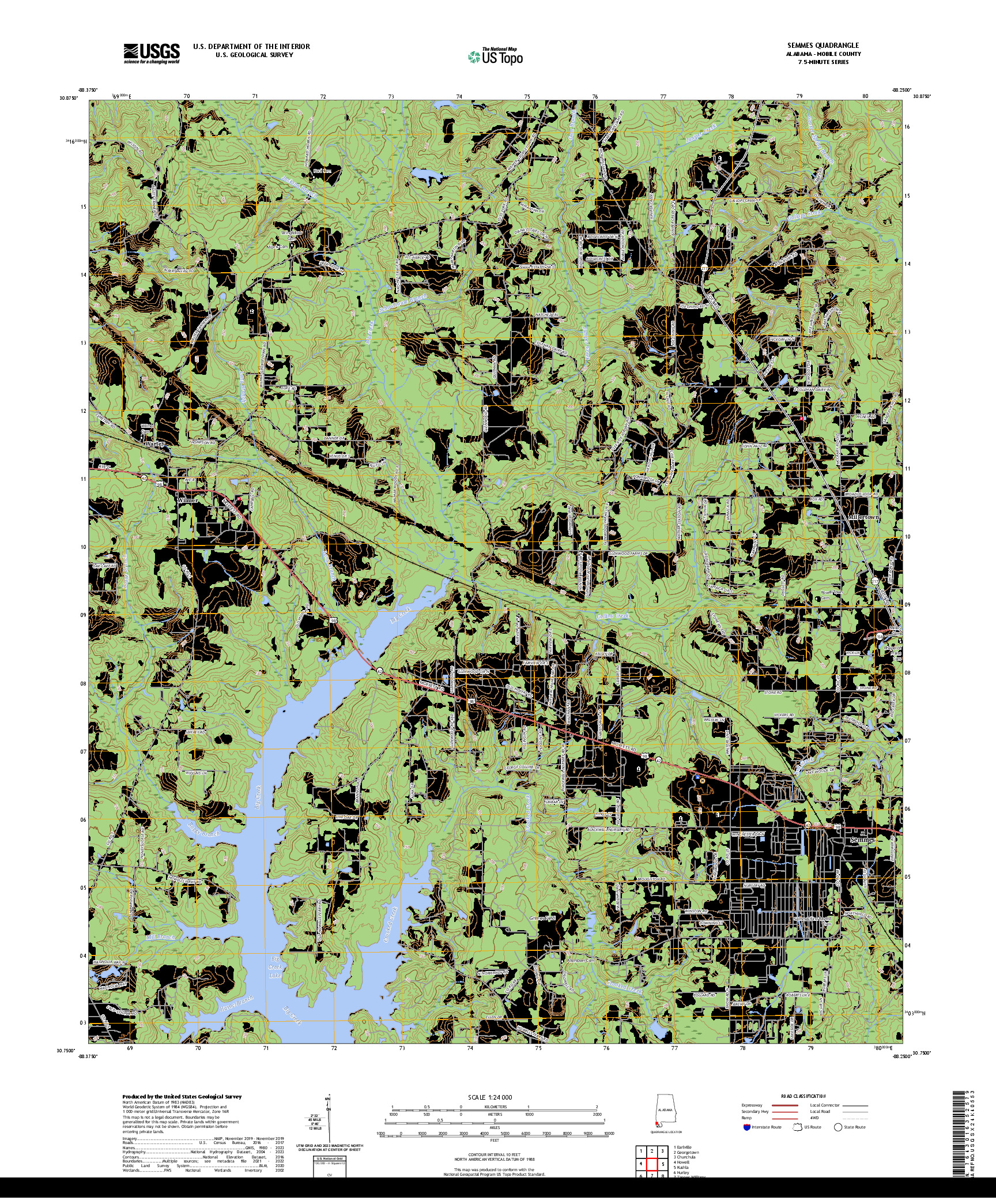 US TOPO 7.5-MINUTE MAP FOR SEMMES, AL