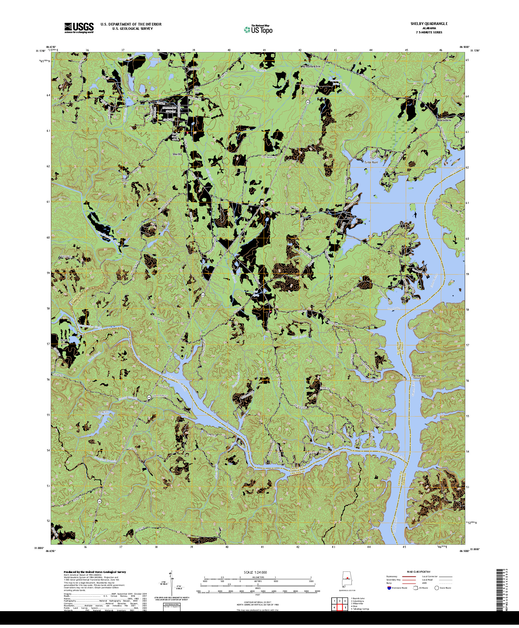 US TOPO 7.5-MINUTE MAP FOR SHELBY, AL