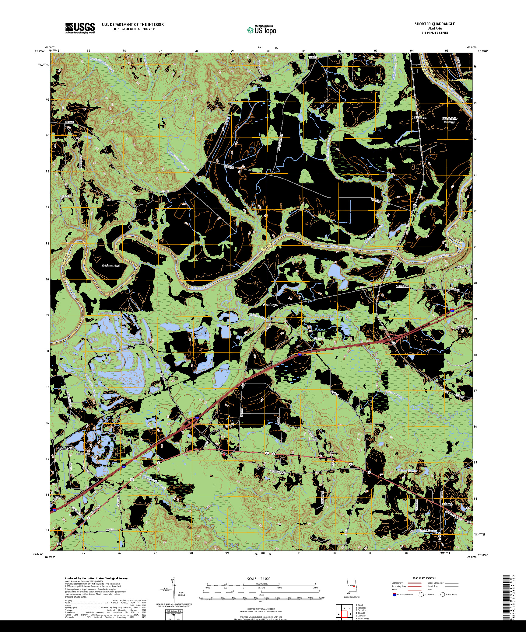 US TOPO 7.5-MINUTE MAP FOR SHORTER, AL