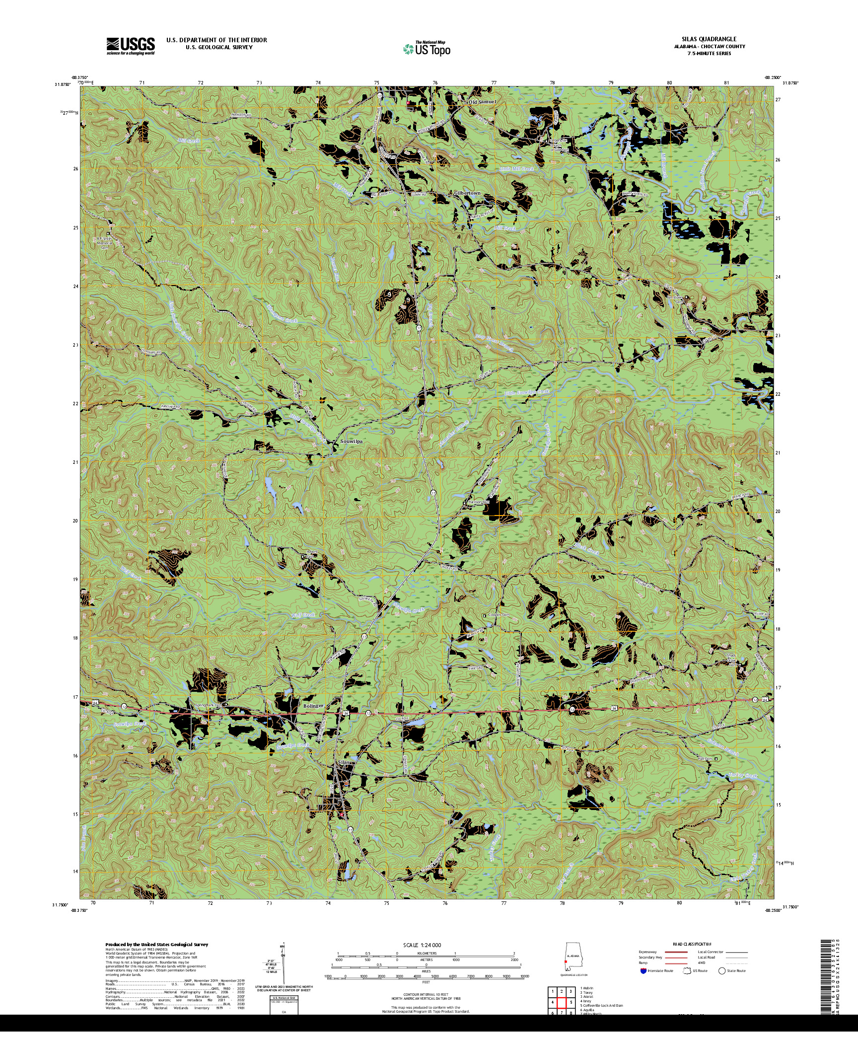 US TOPO 7.5-MINUTE MAP FOR SILAS, AL