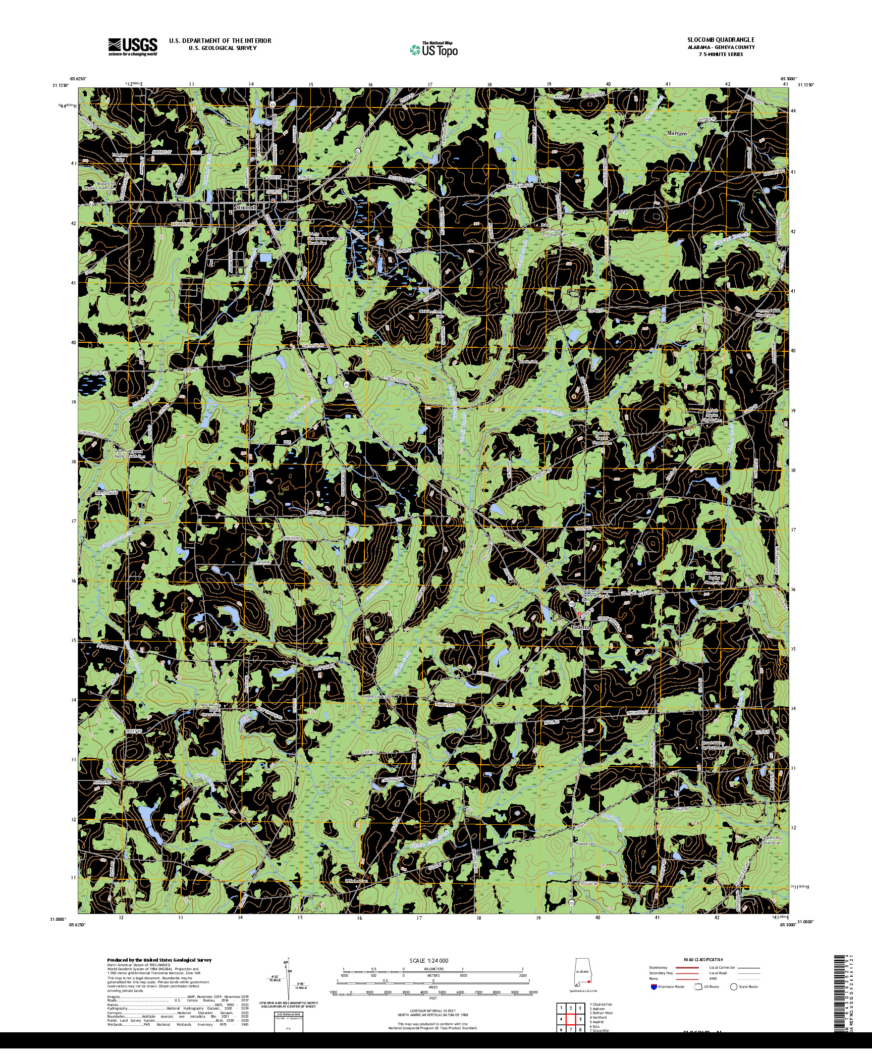 US TOPO 7.5-MINUTE MAP FOR SLOCOMB, AL