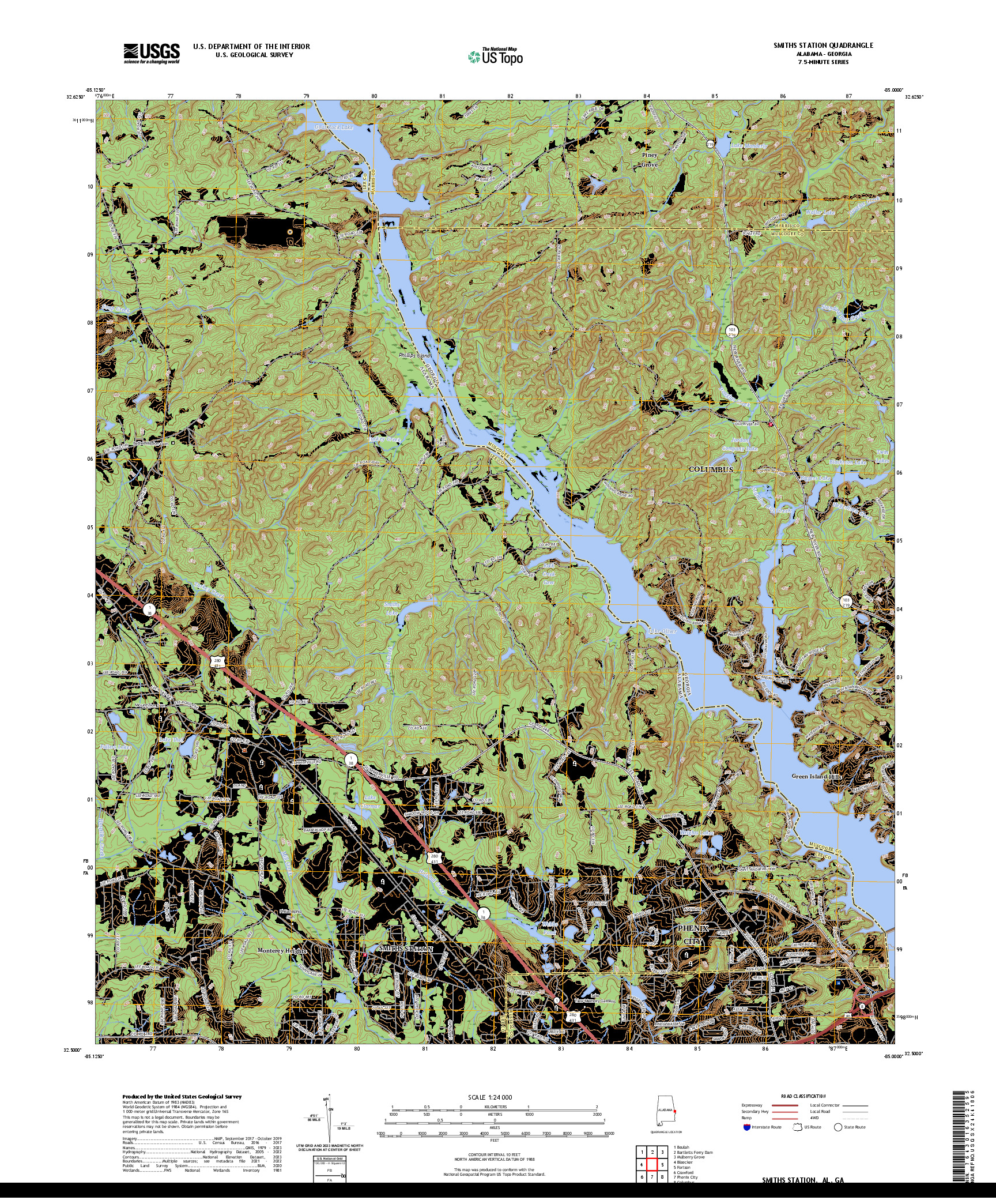 US TOPO 7.5-MINUTE MAP FOR SMITHS STATION, AL,GA