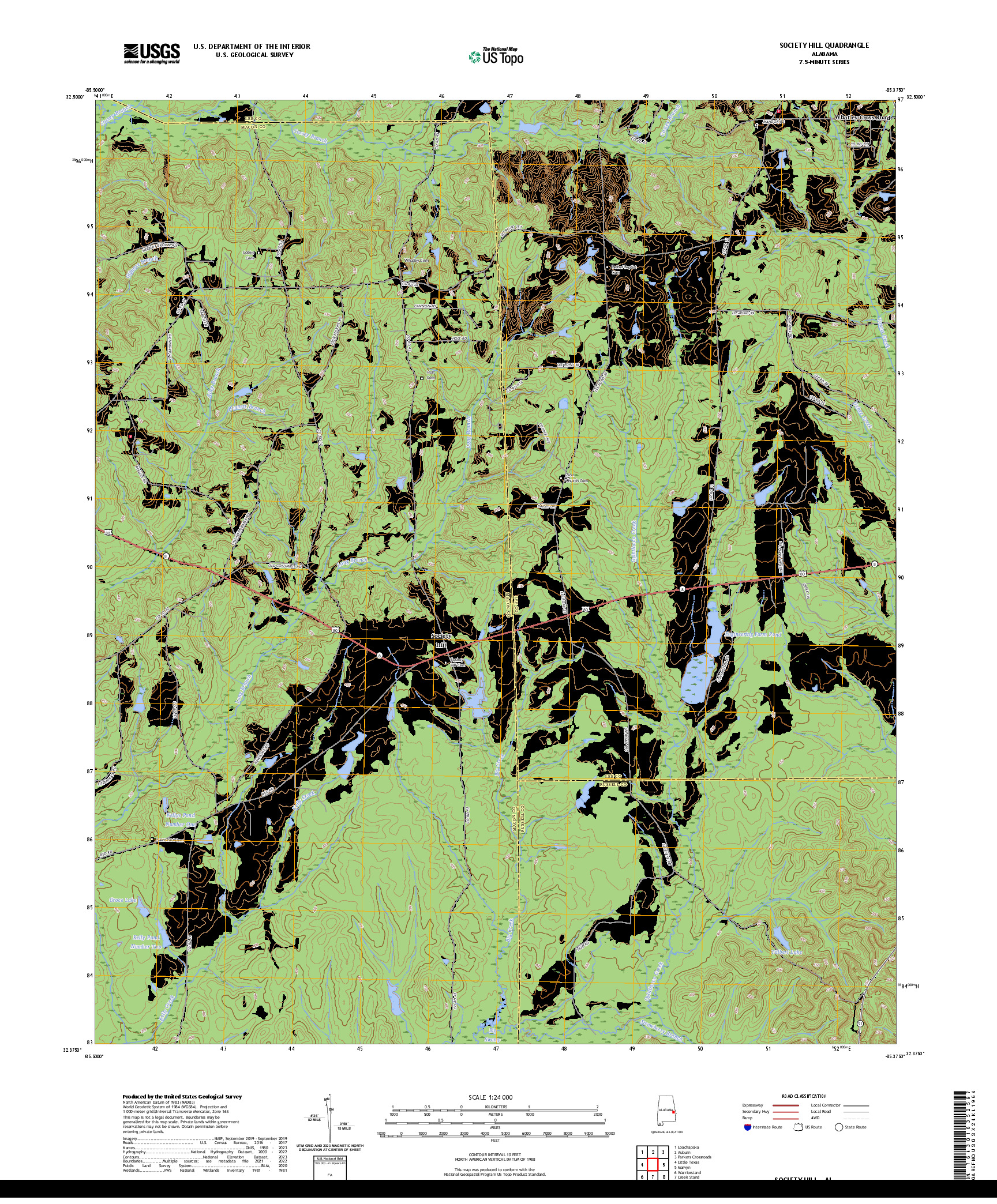 US TOPO 7.5-MINUTE MAP FOR SOCIETY HILL, AL