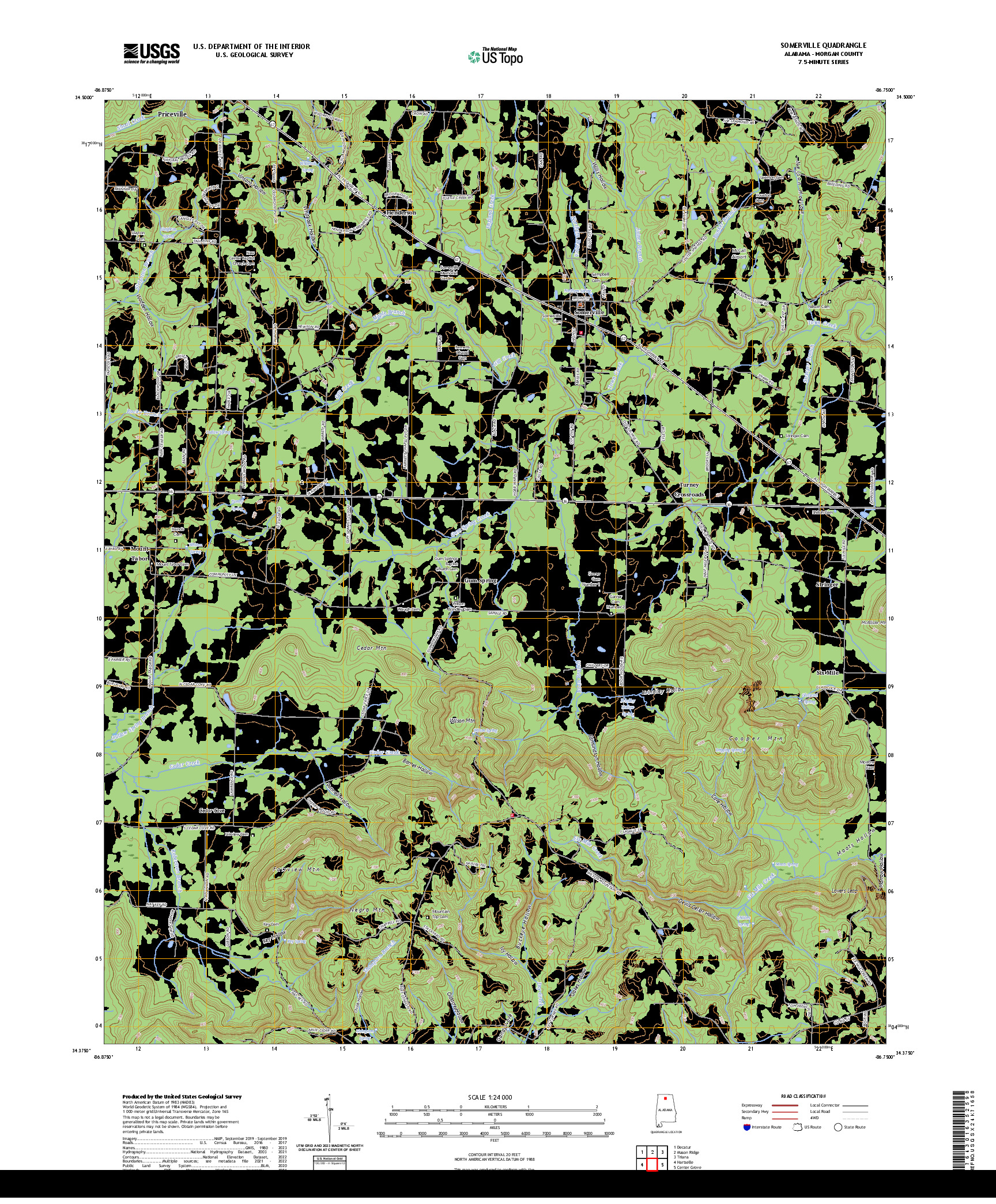 US TOPO 7.5-MINUTE MAP FOR SOMERVILLE, AL