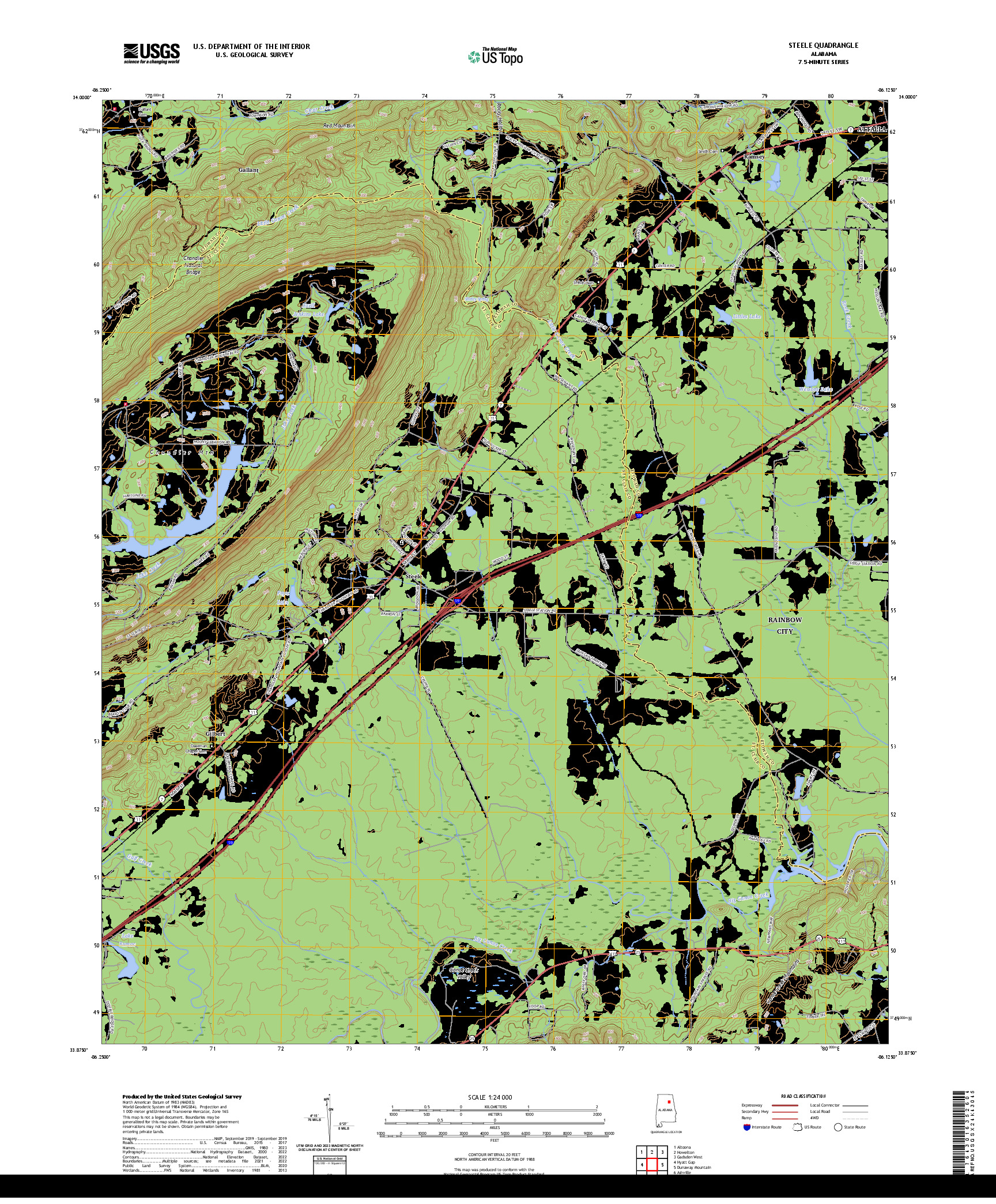 US TOPO 7.5-MINUTE MAP FOR STEELE, AL