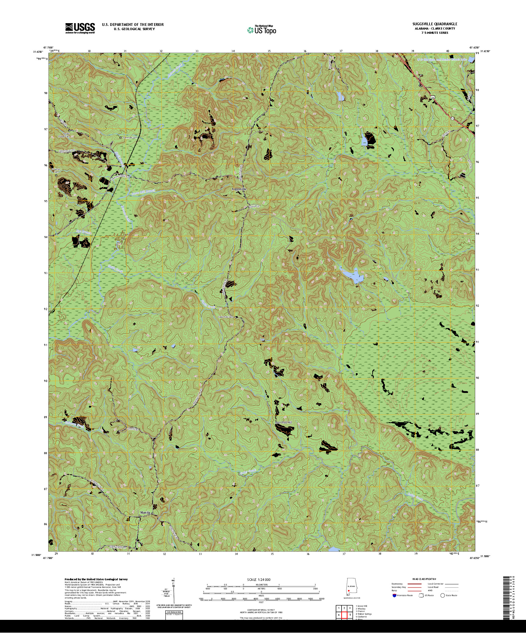 US TOPO 7.5-MINUTE MAP FOR SUGGSVILLE, AL