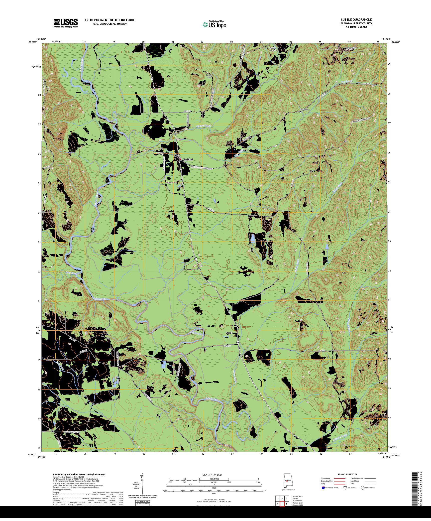 US TOPO 7.5-MINUTE MAP FOR SUTTLE, AL