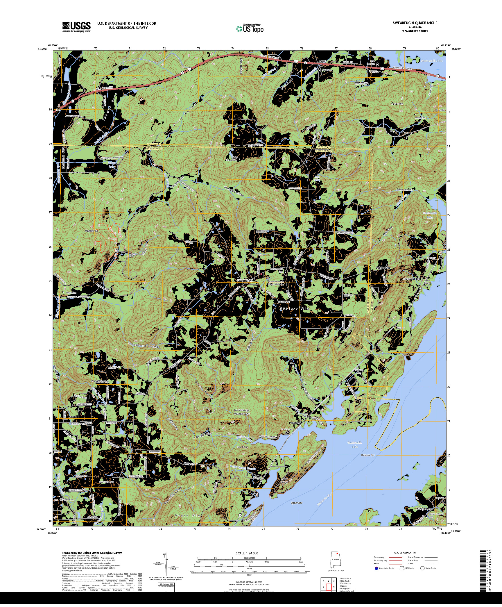 US TOPO 7.5-MINUTE MAP FOR SWEARENGIN, AL