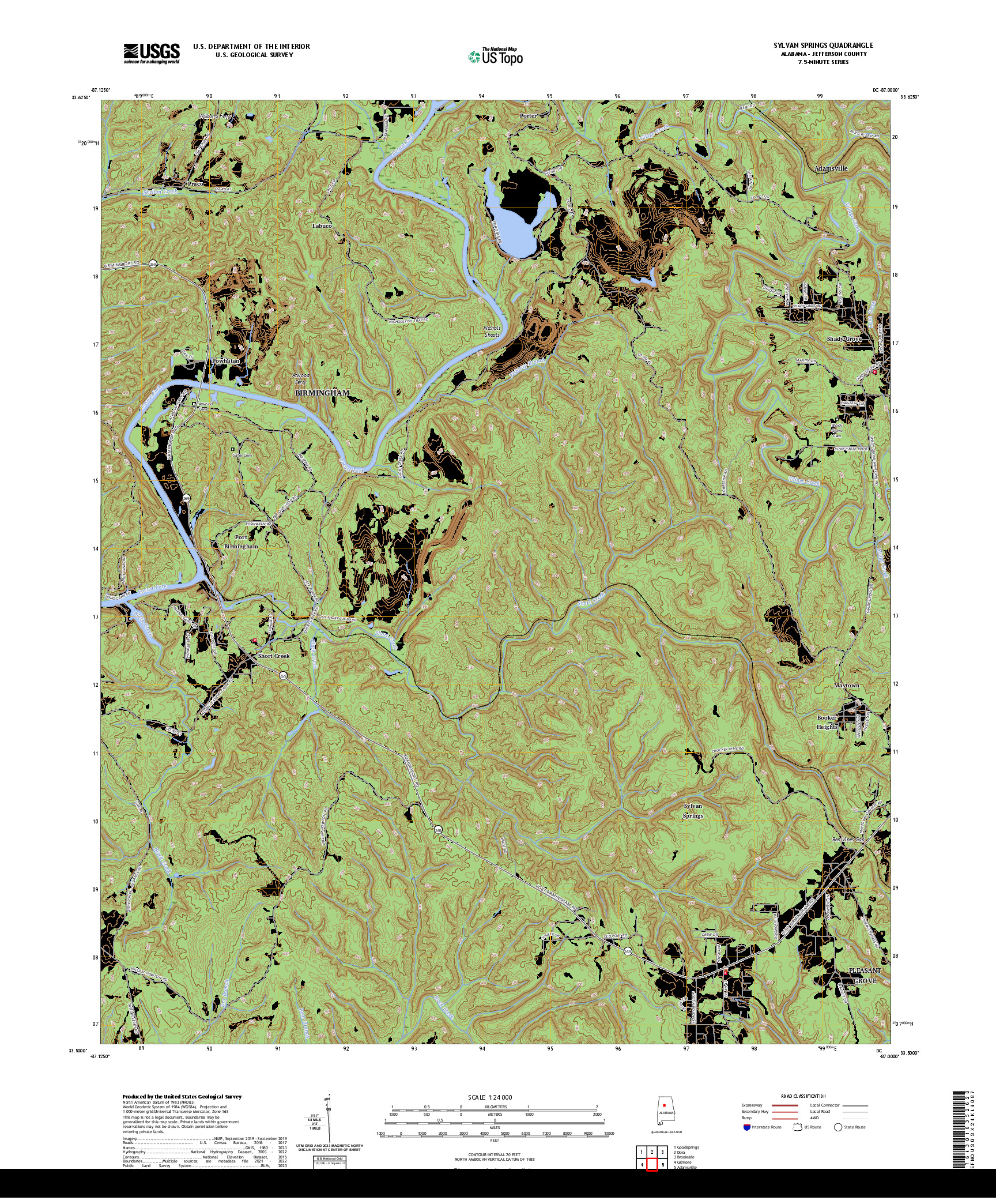 US TOPO 7.5-MINUTE MAP FOR SYLVAN SPRINGS, AL