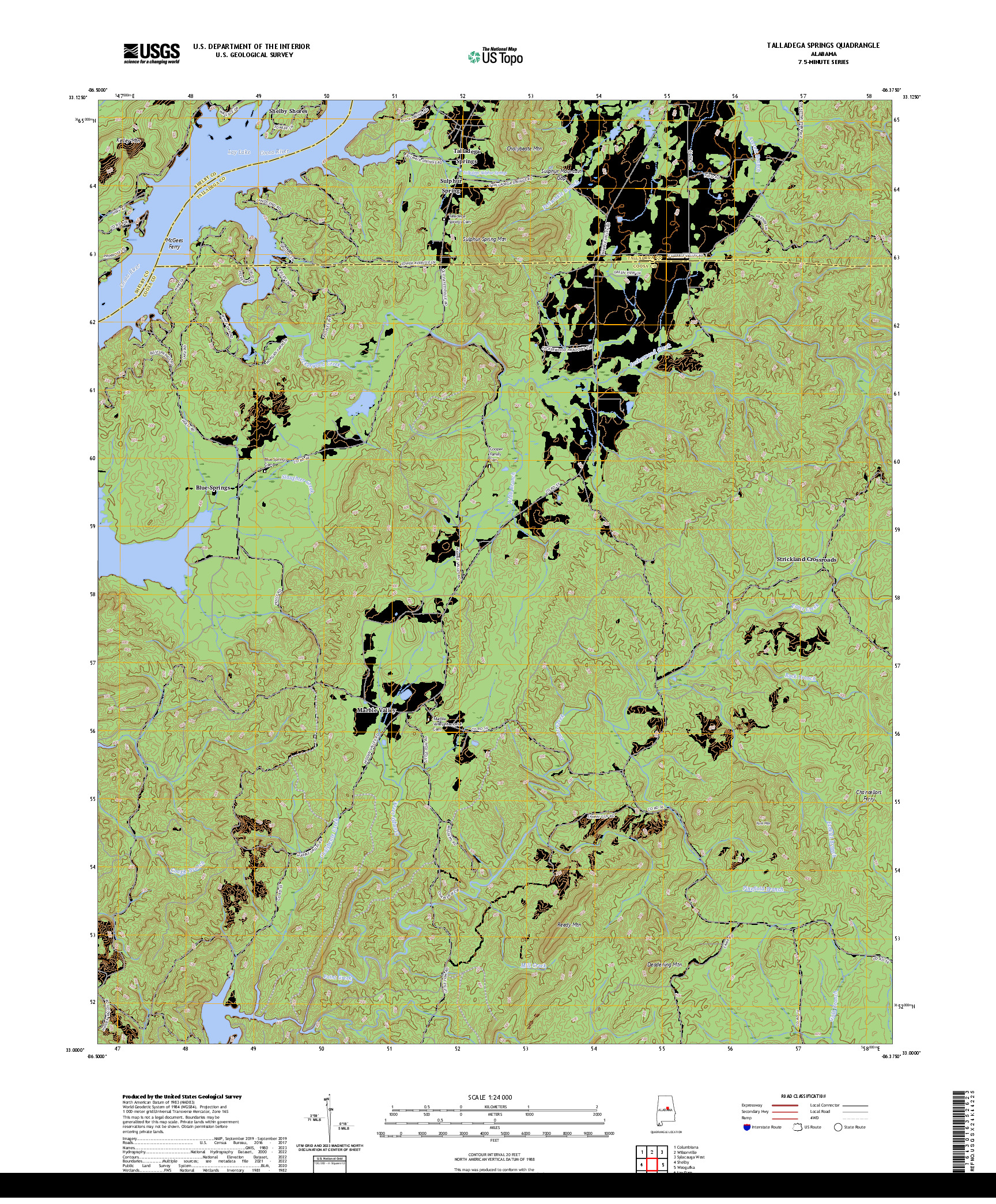 US TOPO 7.5-MINUTE MAP FOR TALLADEGA SPRINGS, AL