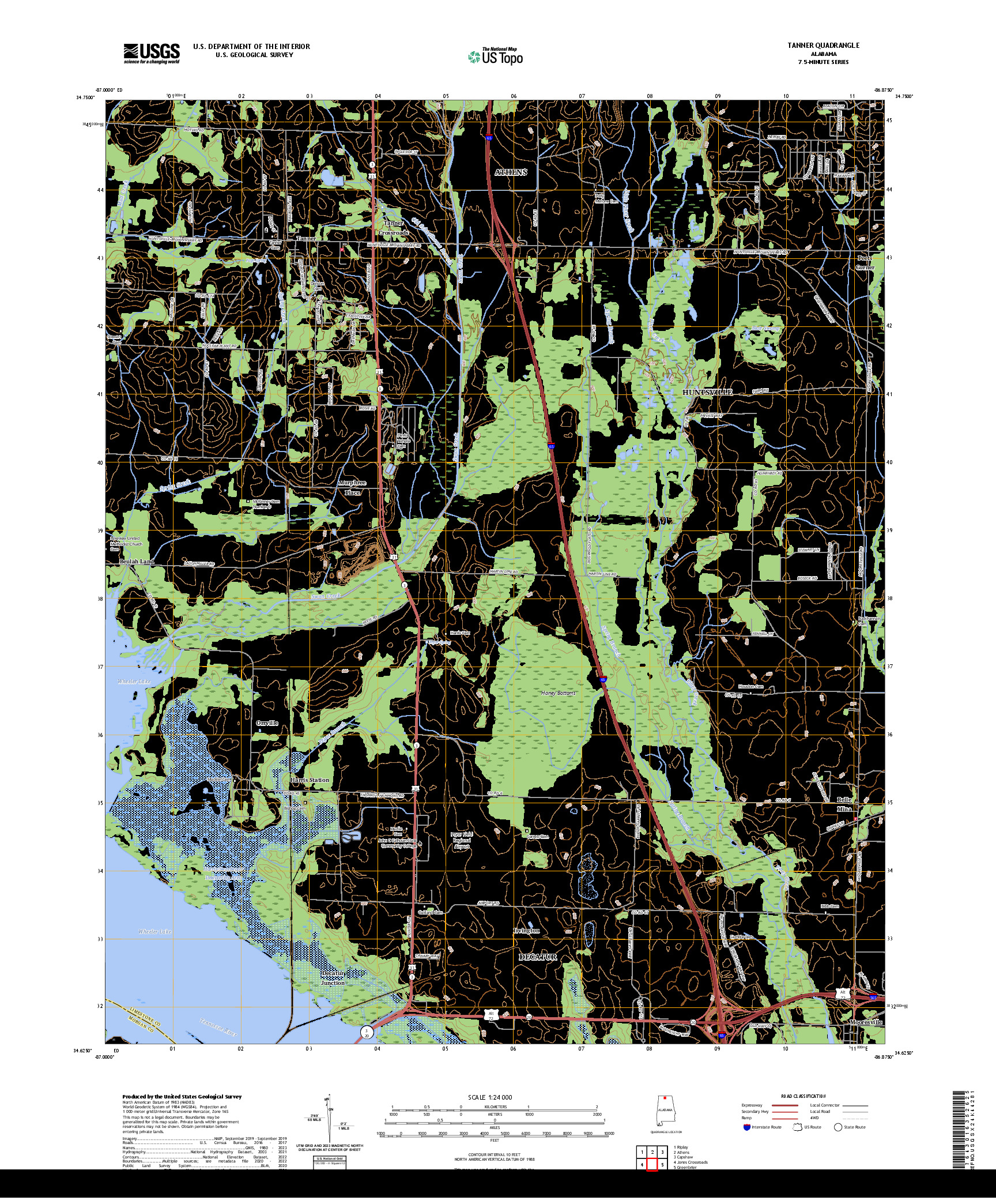 US TOPO 7.5-MINUTE MAP FOR TANNER, AL