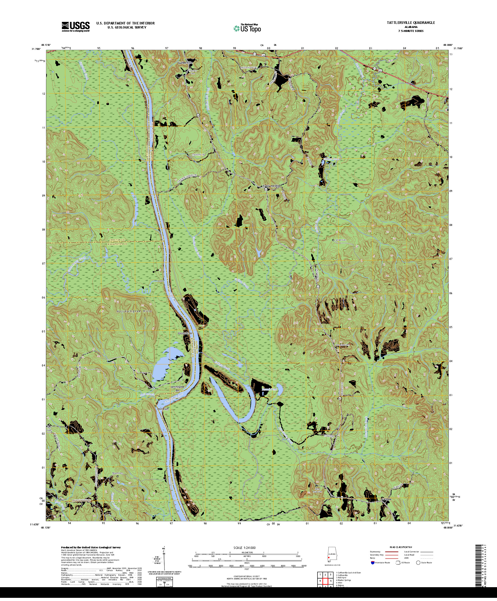 US TOPO 7.5-MINUTE MAP FOR TATTLERSVILLE, AL