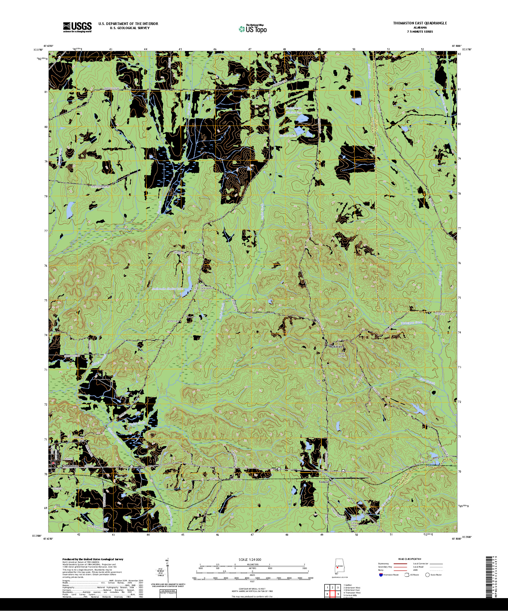 US TOPO 7.5-MINUTE MAP FOR THOMASTON EAST, AL