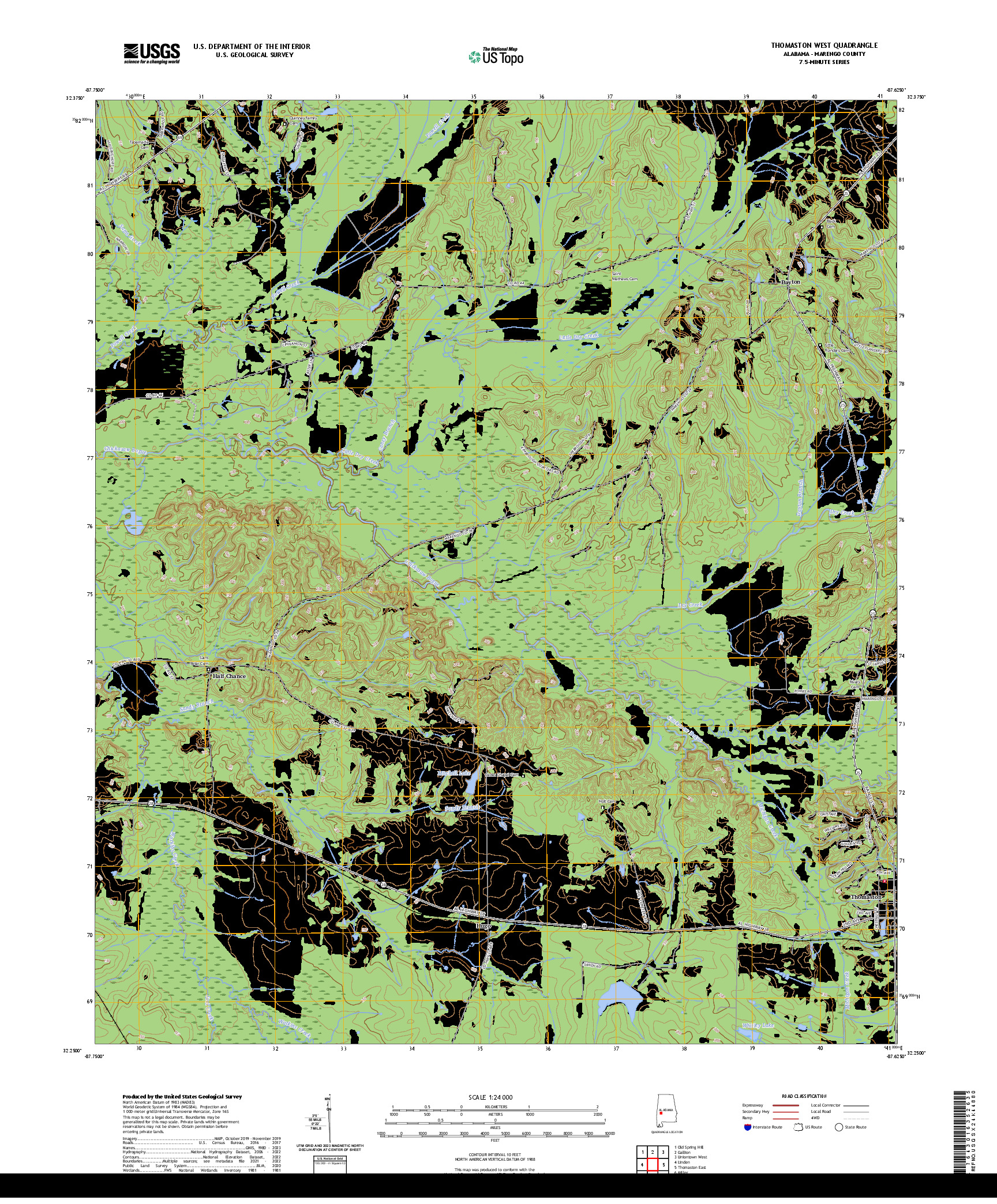 US TOPO 7.5-MINUTE MAP FOR THOMASTON WEST, AL