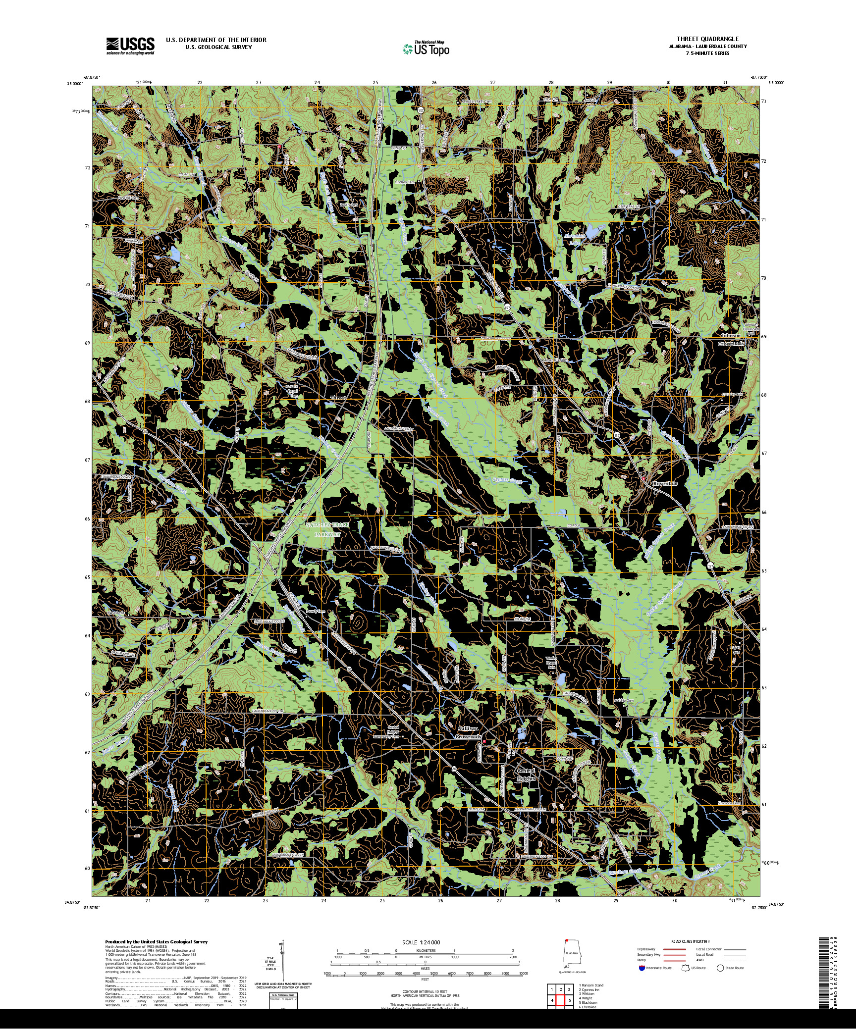 US TOPO 7.5-MINUTE MAP FOR THREET, AL