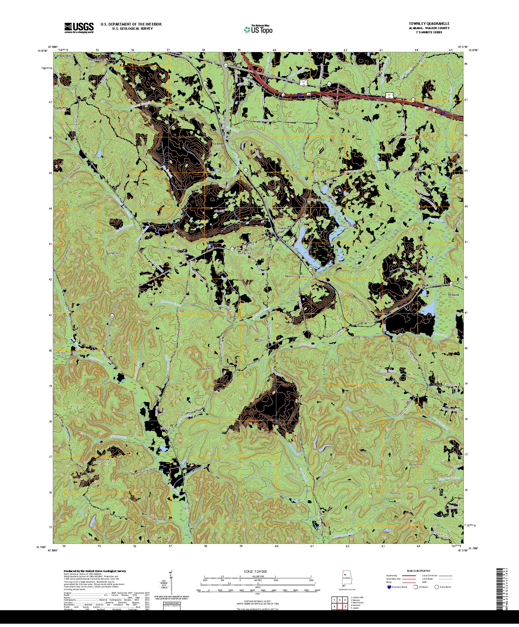 US TOPO 7.5-MINUTE MAP FOR TOWNLEY, AL