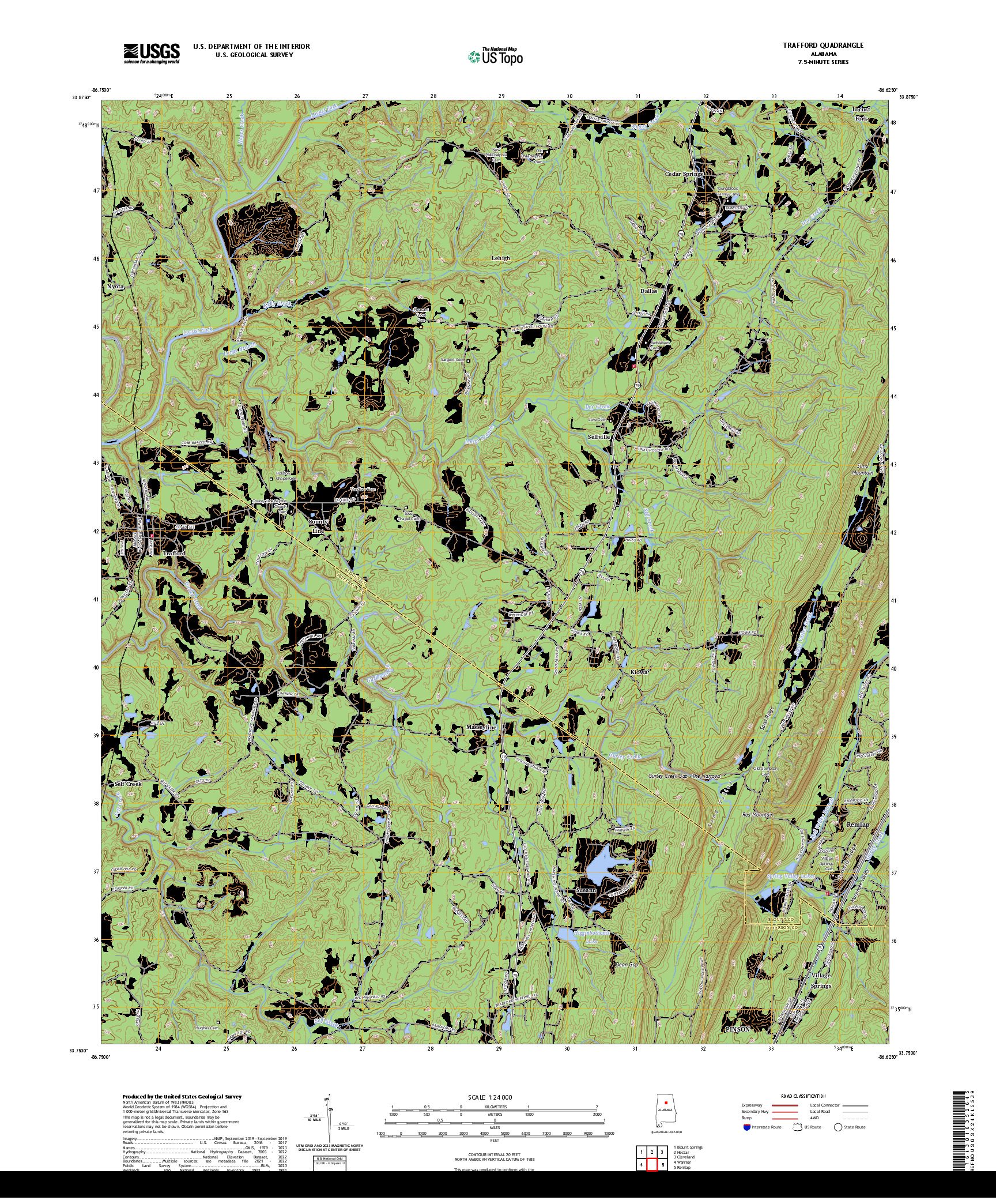 US TOPO 7.5-MINUTE MAP FOR TRAFFORD, AL