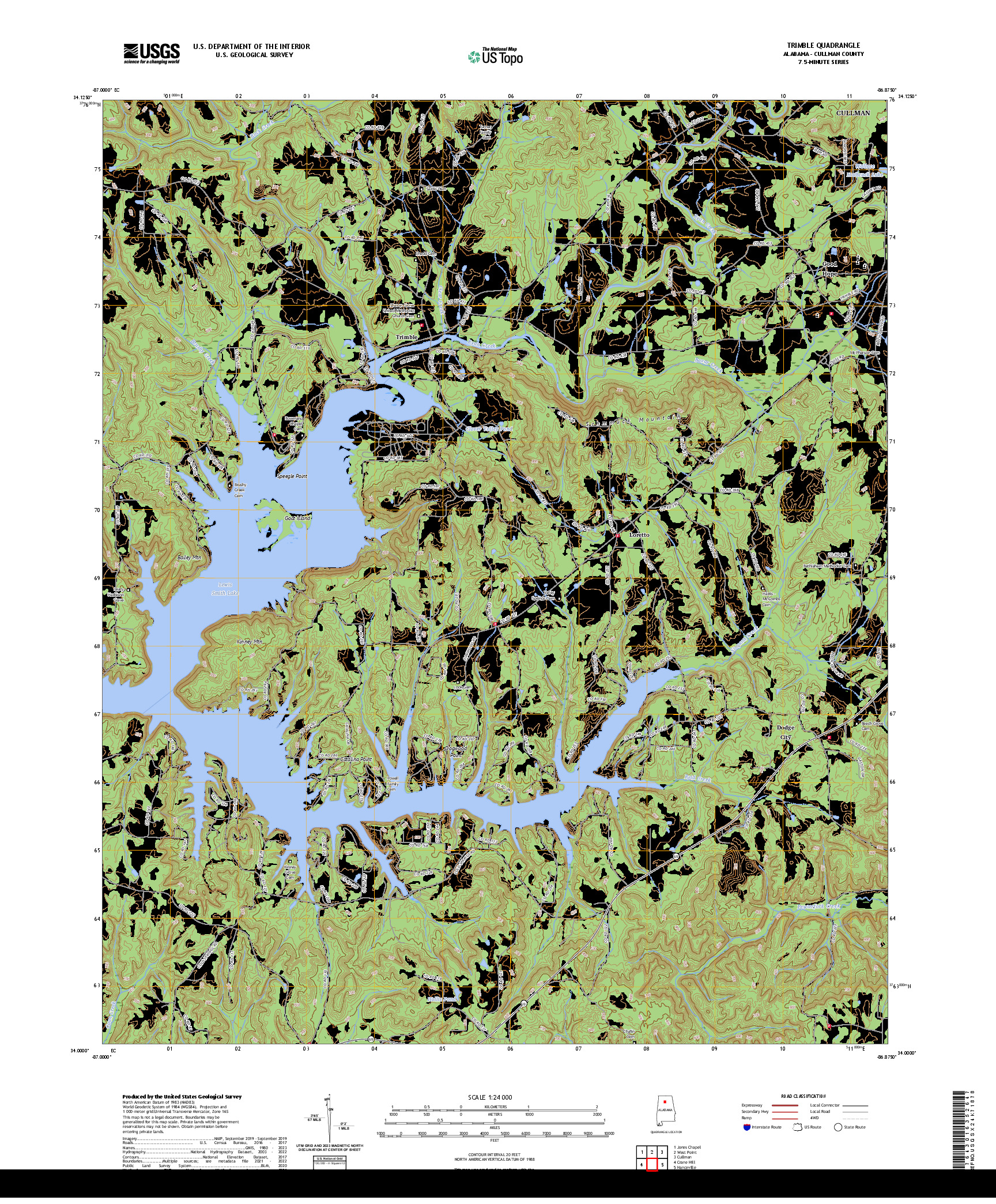 US TOPO 7.5-MINUTE MAP FOR TRIMBLE, AL