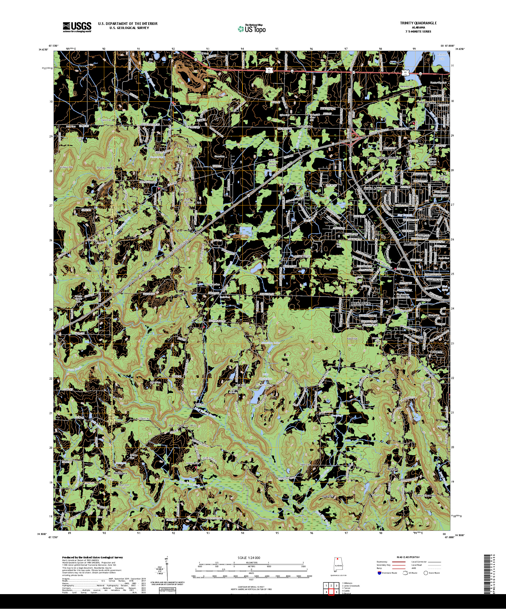 US TOPO 7.5-MINUTE MAP FOR TRINITY, AL