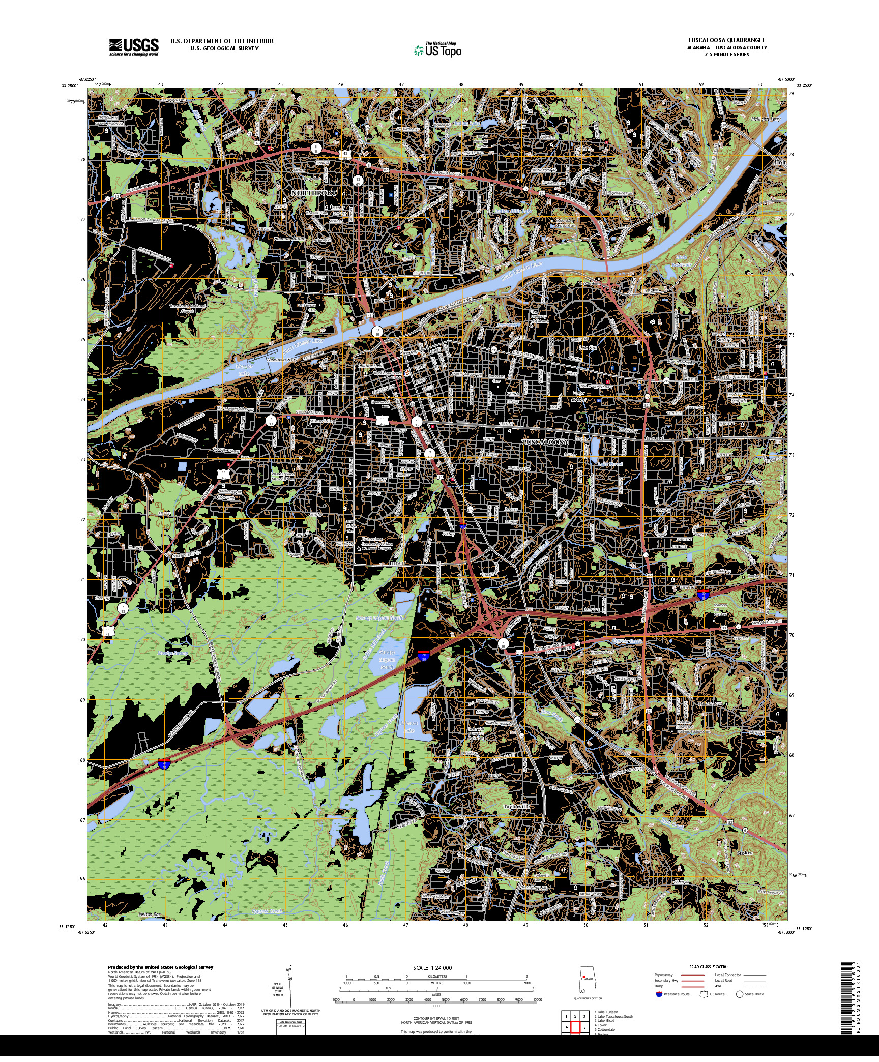 US TOPO 7.5-MINUTE MAP FOR TUSCALOOSA, AL