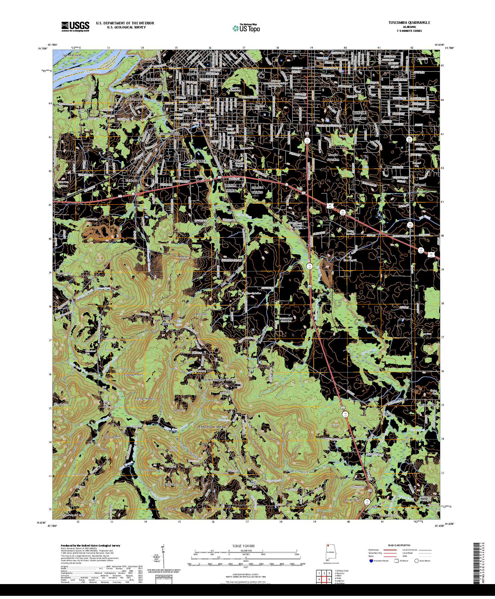 US TOPO 7.5-MINUTE MAP FOR TUSCUMBIA, AL