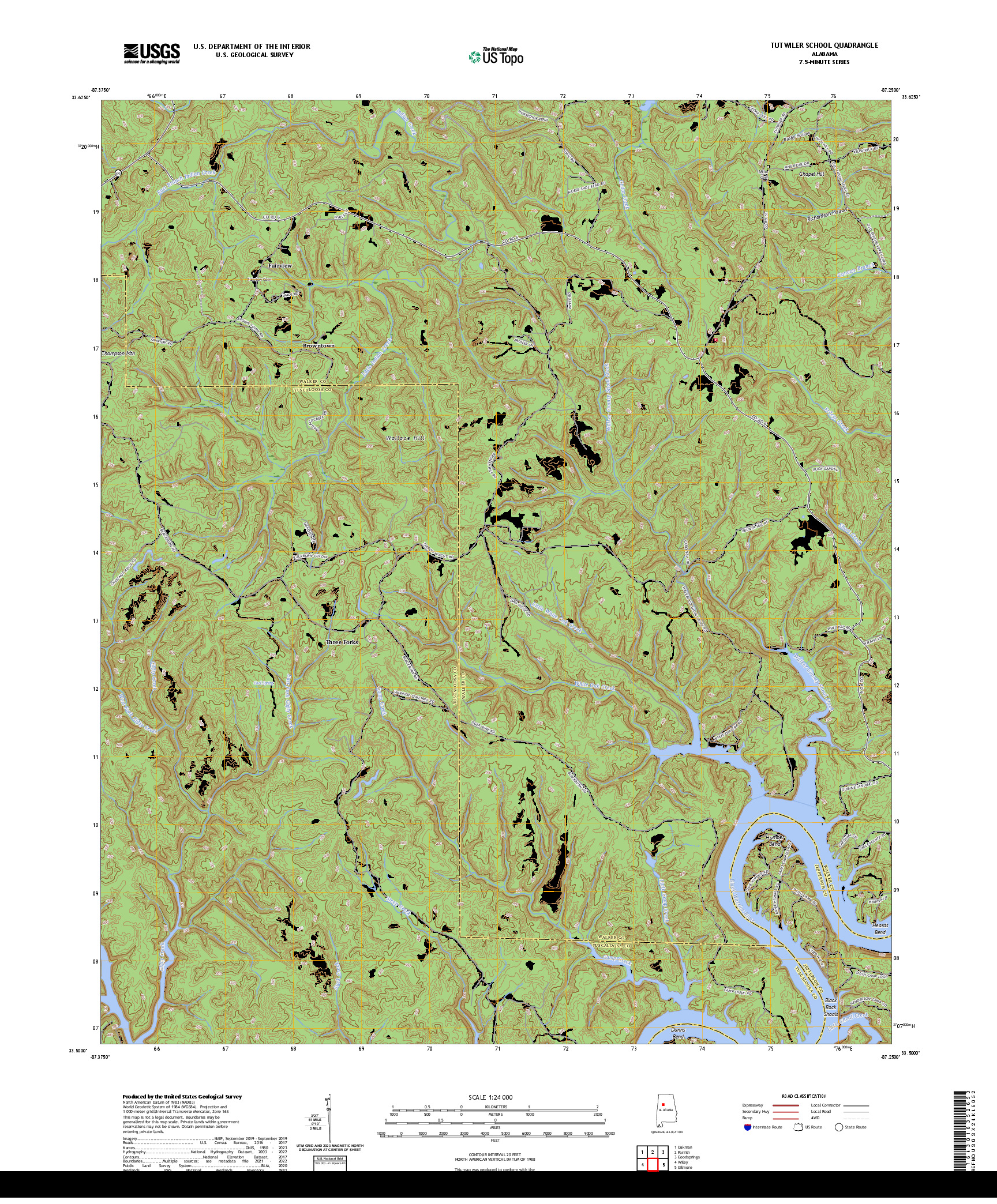 US TOPO 7.5-MINUTE MAP FOR TUTWILER SCHOOL, AL