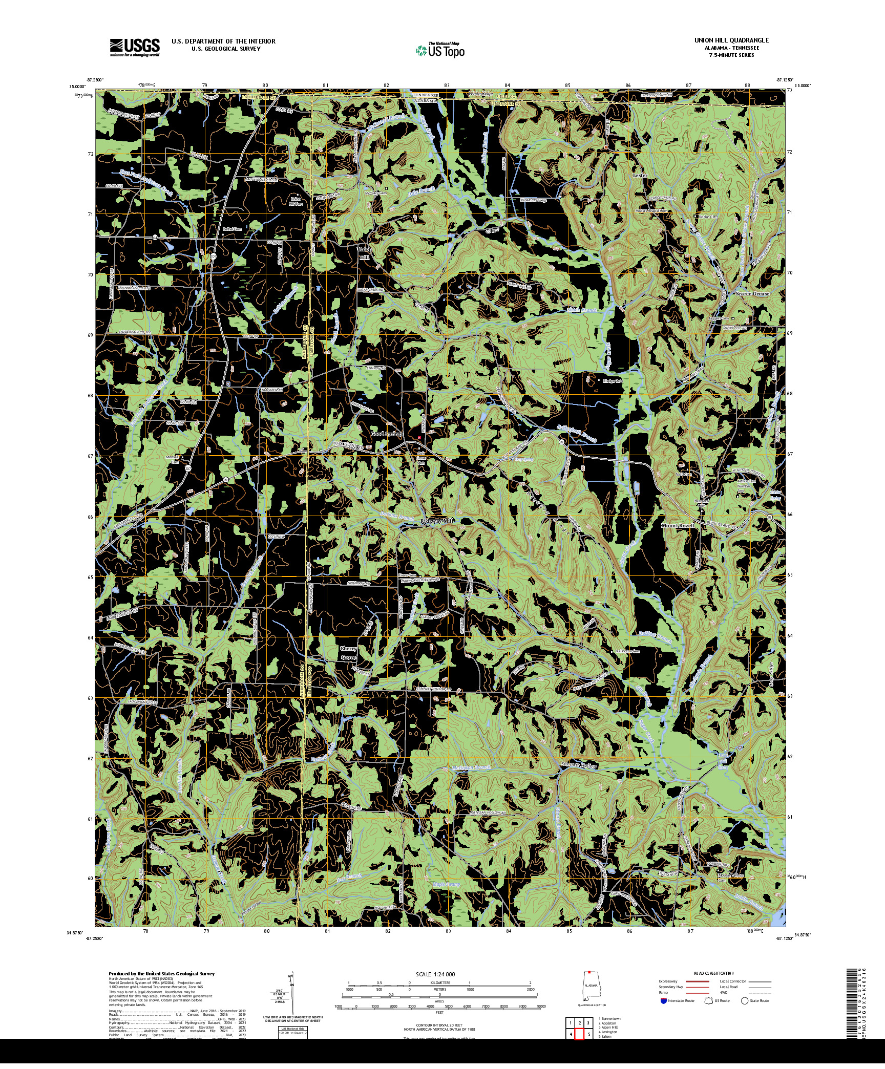 US TOPO 7.5-MINUTE MAP FOR UNION HILL, AL,TN