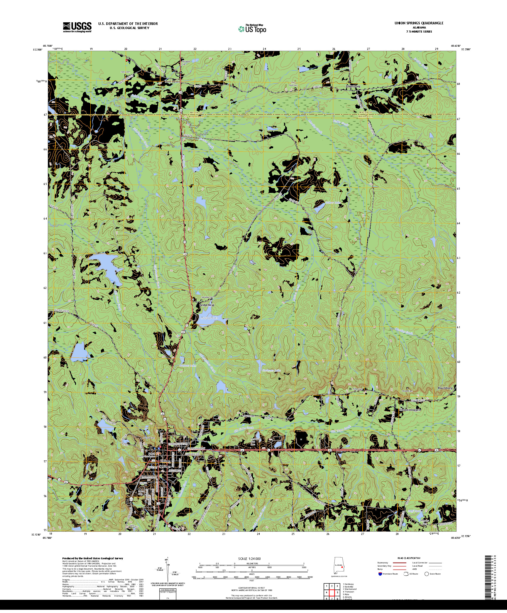 US TOPO 7.5-MINUTE MAP FOR UNION SPRINGS, AL
