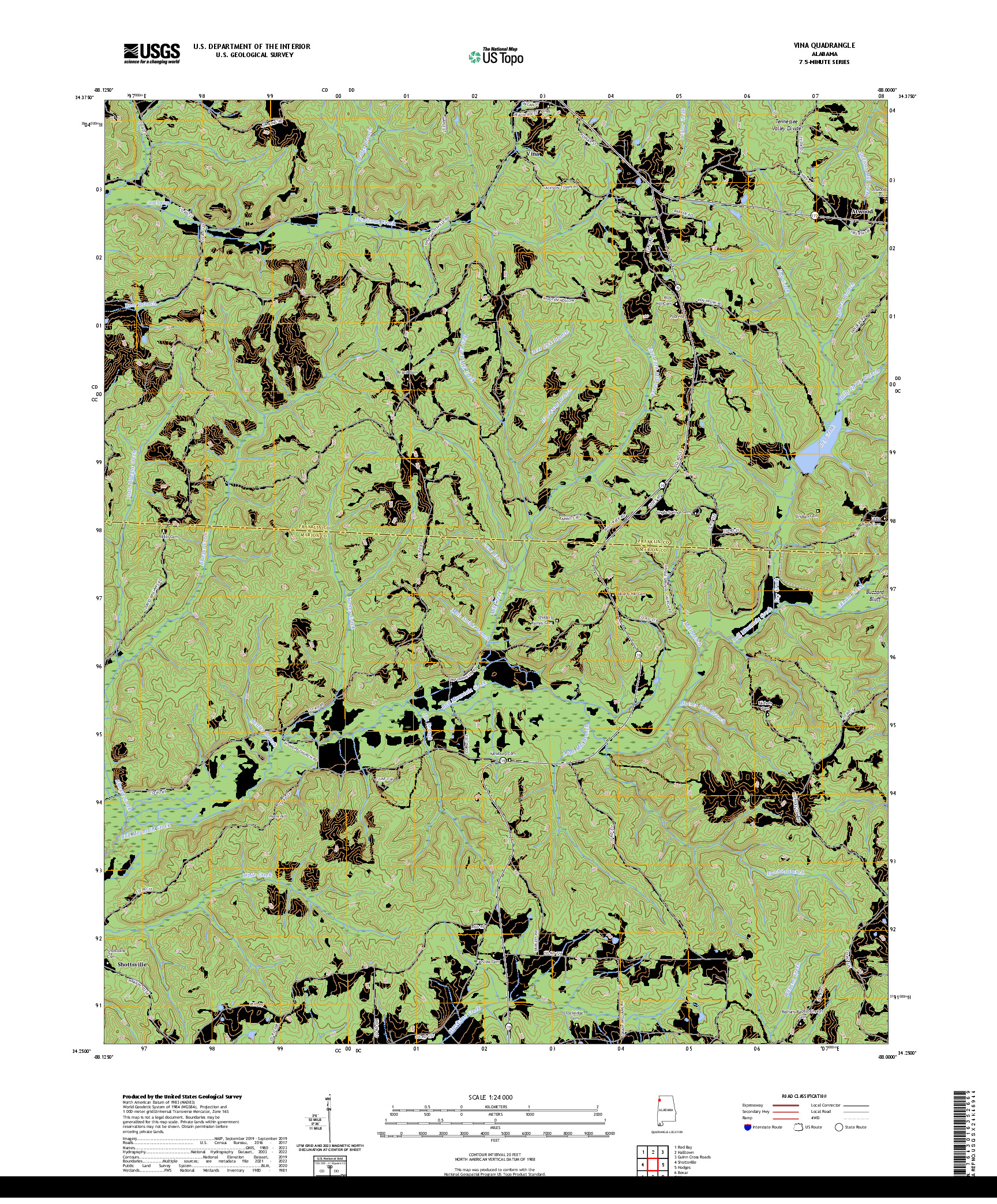 US TOPO 7.5-MINUTE MAP FOR VINA, AL