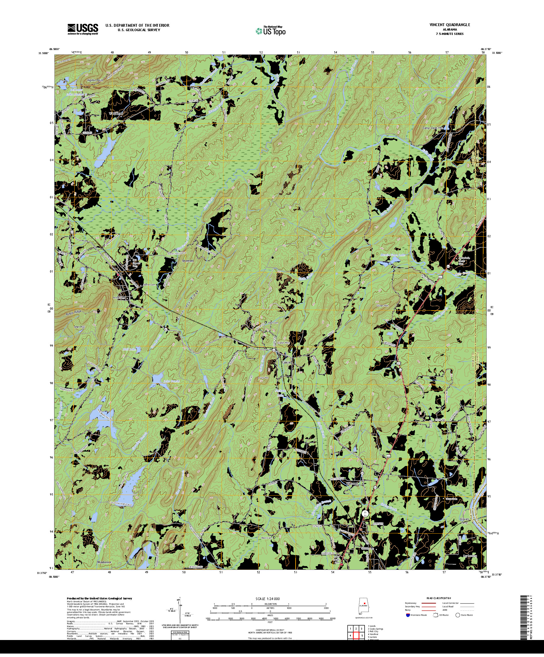 US TOPO 7.5-MINUTE MAP FOR VINCENT, AL