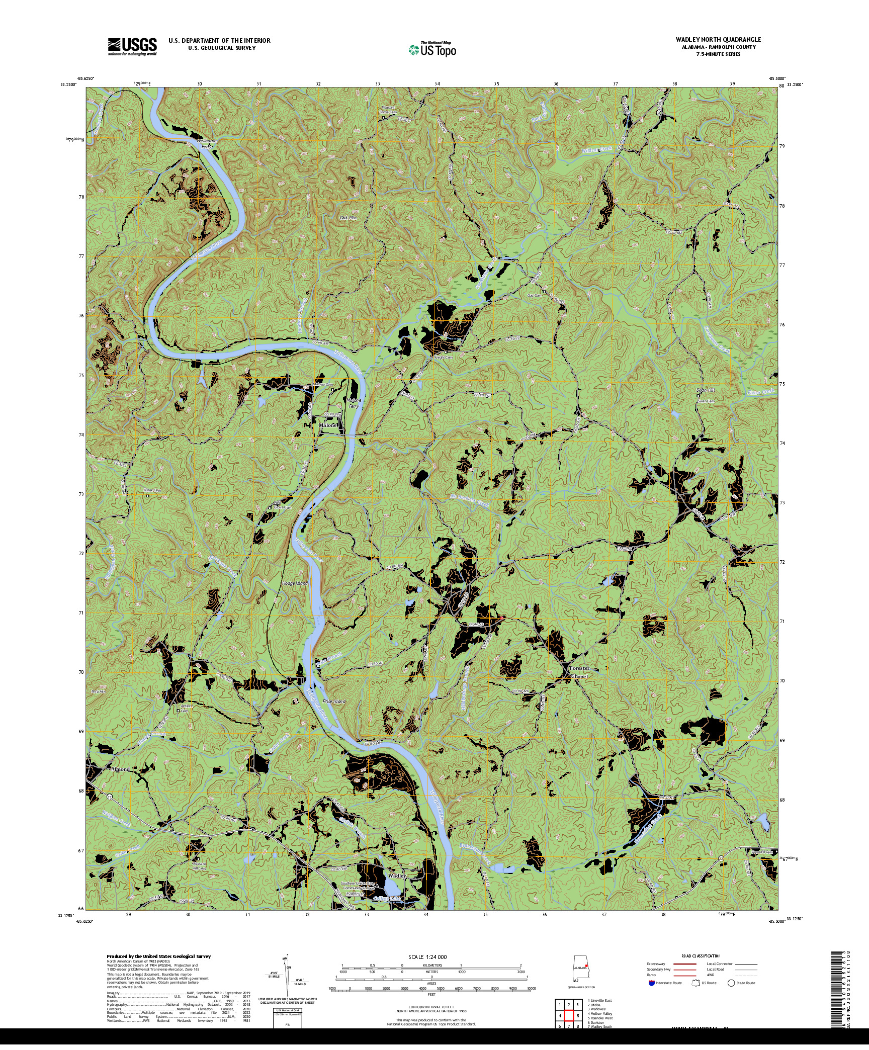 US TOPO 7.5-MINUTE MAP FOR WADLEY NORTH, AL