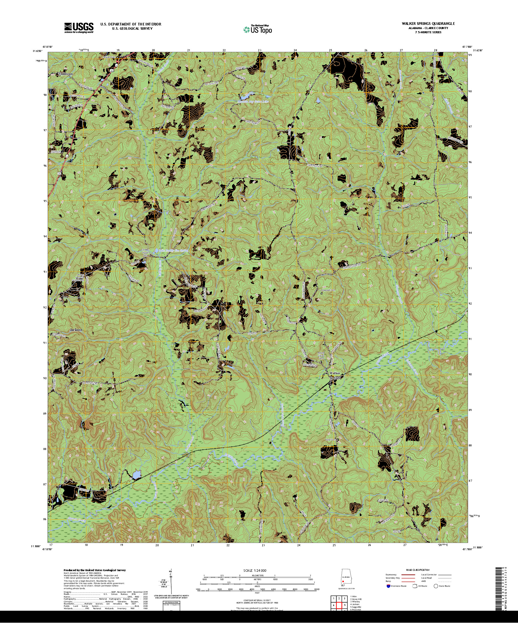 US TOPO 7.5-MINUTE MAP FOR WALKER SPRINGS, AL