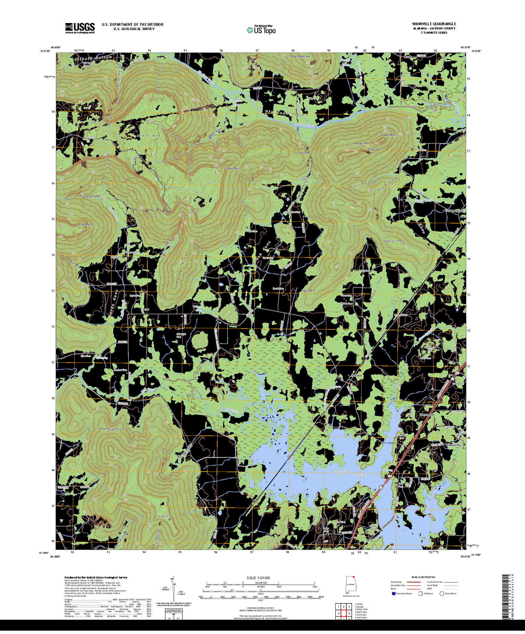 US TOPO 7.5-MINUTE MAP FOR WANNVILLE, AL