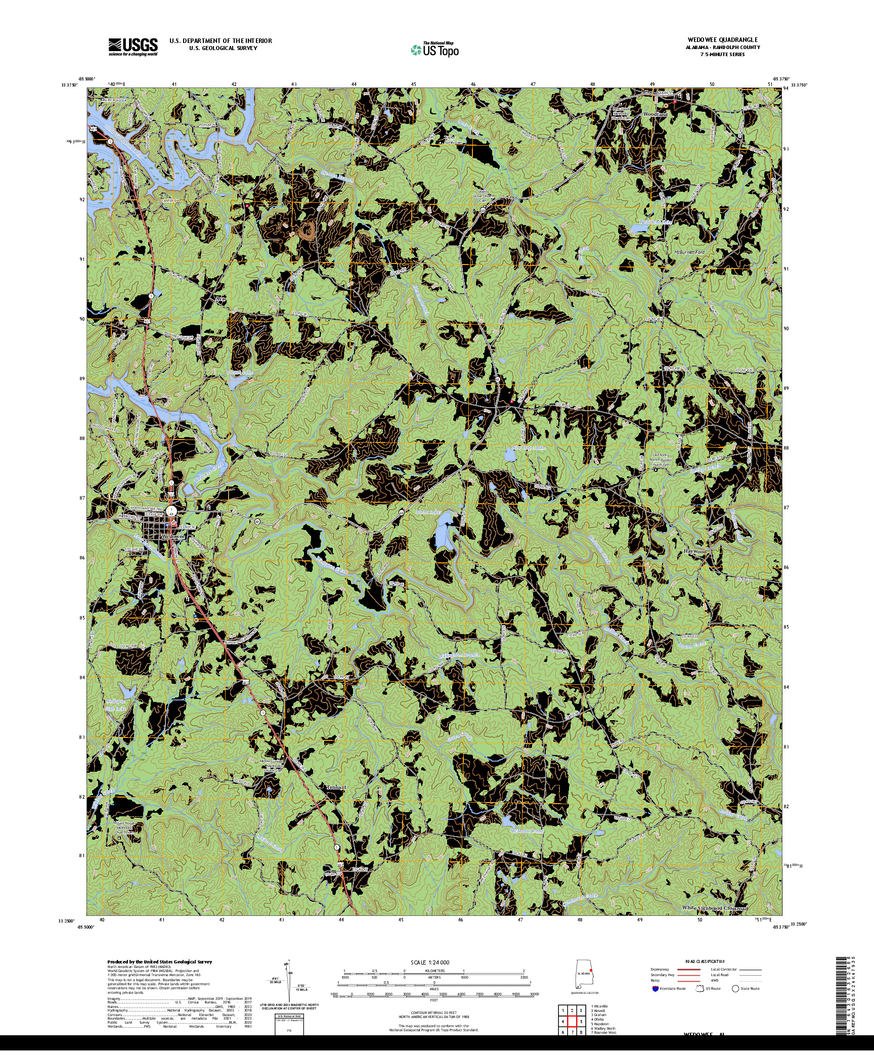 US TOPO 7.5-MINUTE MAP FOR WEDOWEE, AL