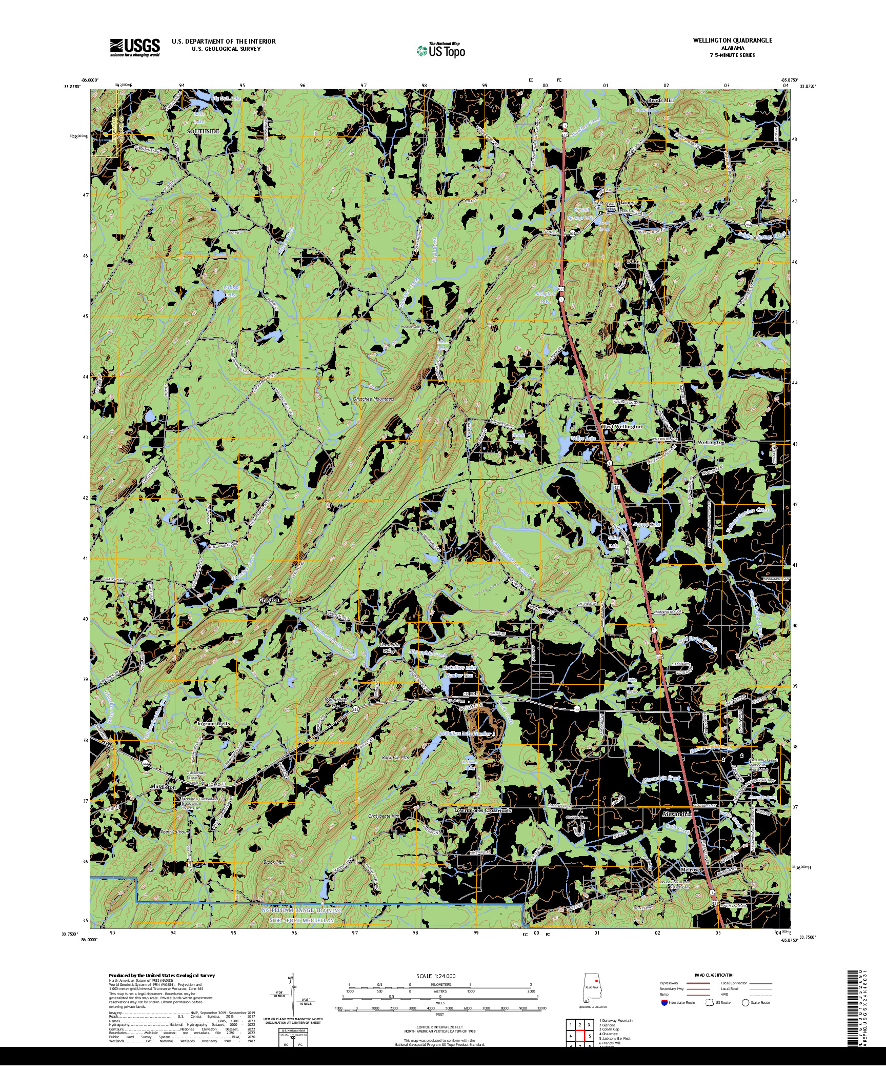 US TOPO 7.5-MINUTE MAP FOR WELLINGTON, AL