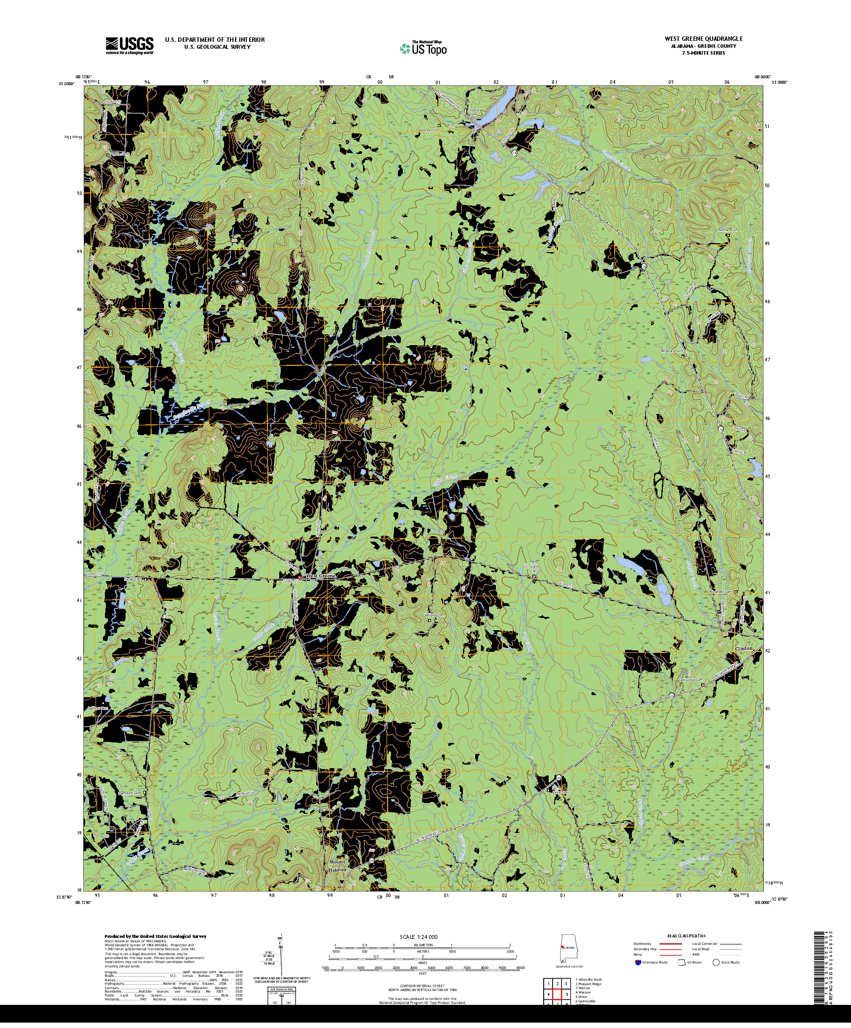 US TOPO 7.5-MINUTE MAP FOR WEST GREENE, AL