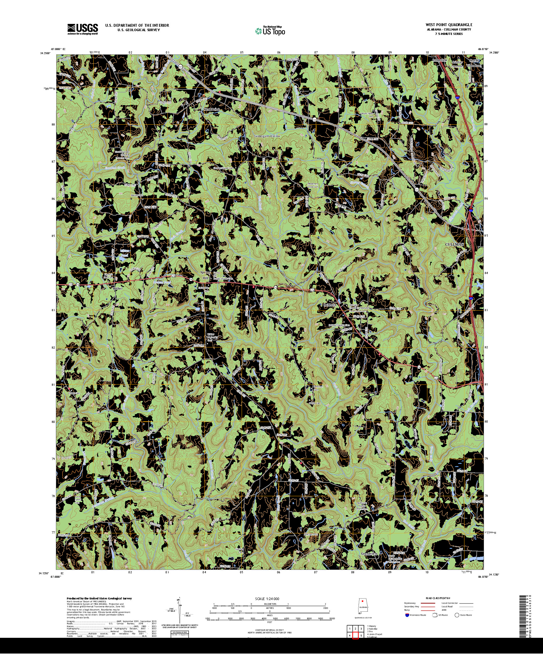 US TOPO 7.5-MINUTE MAP FOR WEST POINT, AL