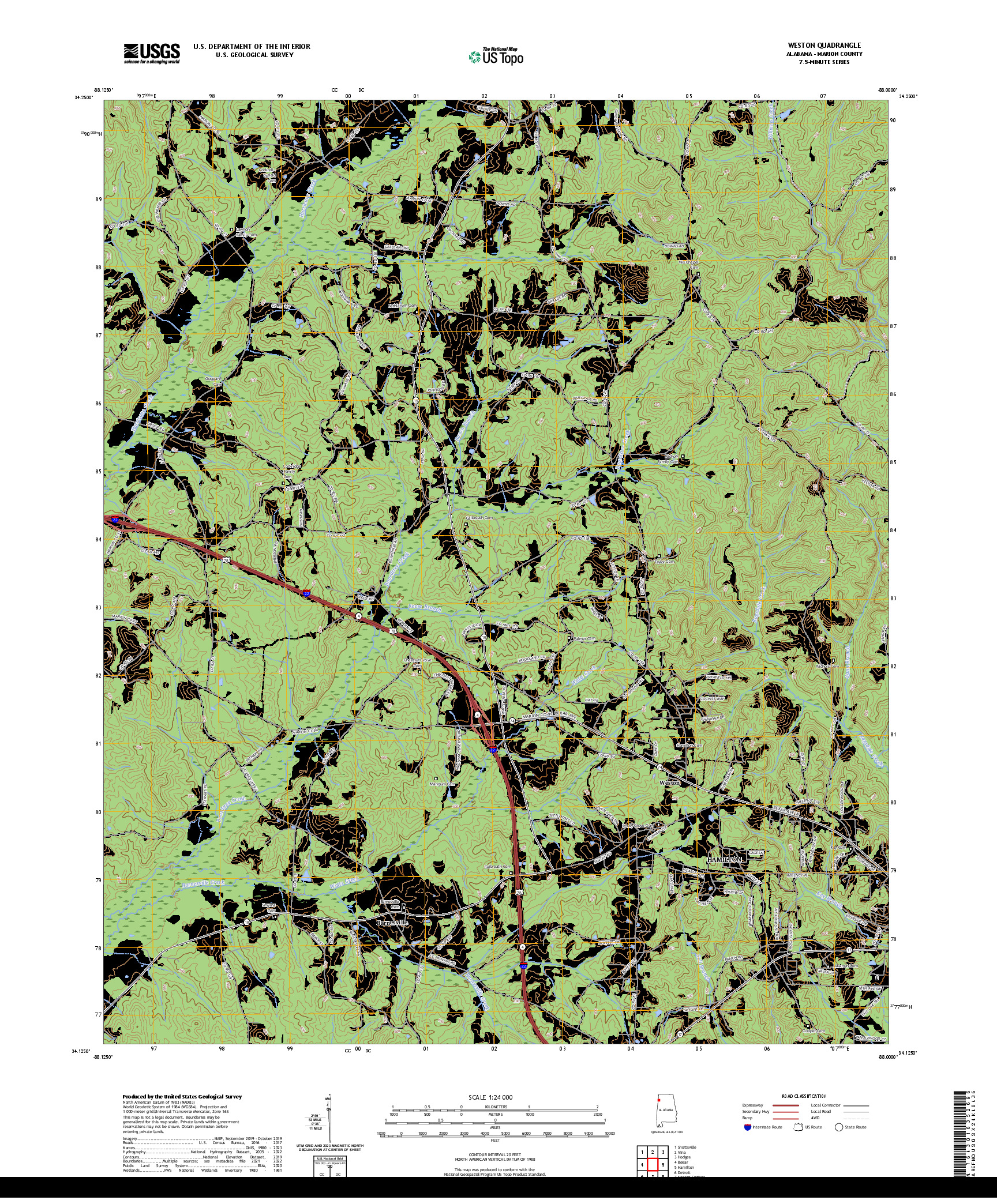 US TOPO 7.5-MINUTE MAP FOR WESTON, AL