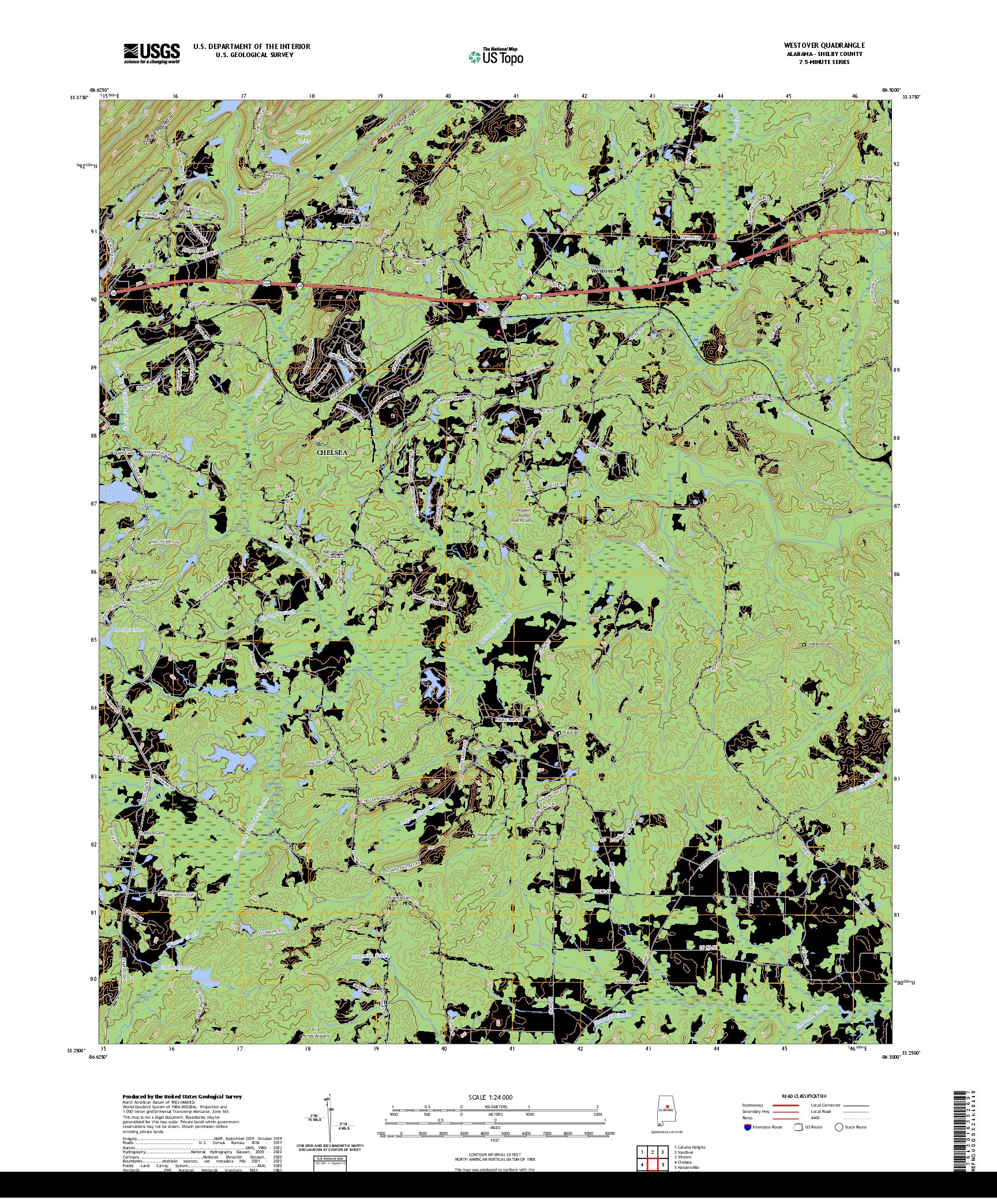 US TOPO 7.5-MINUTE MAP FOR WESTOVER, AL